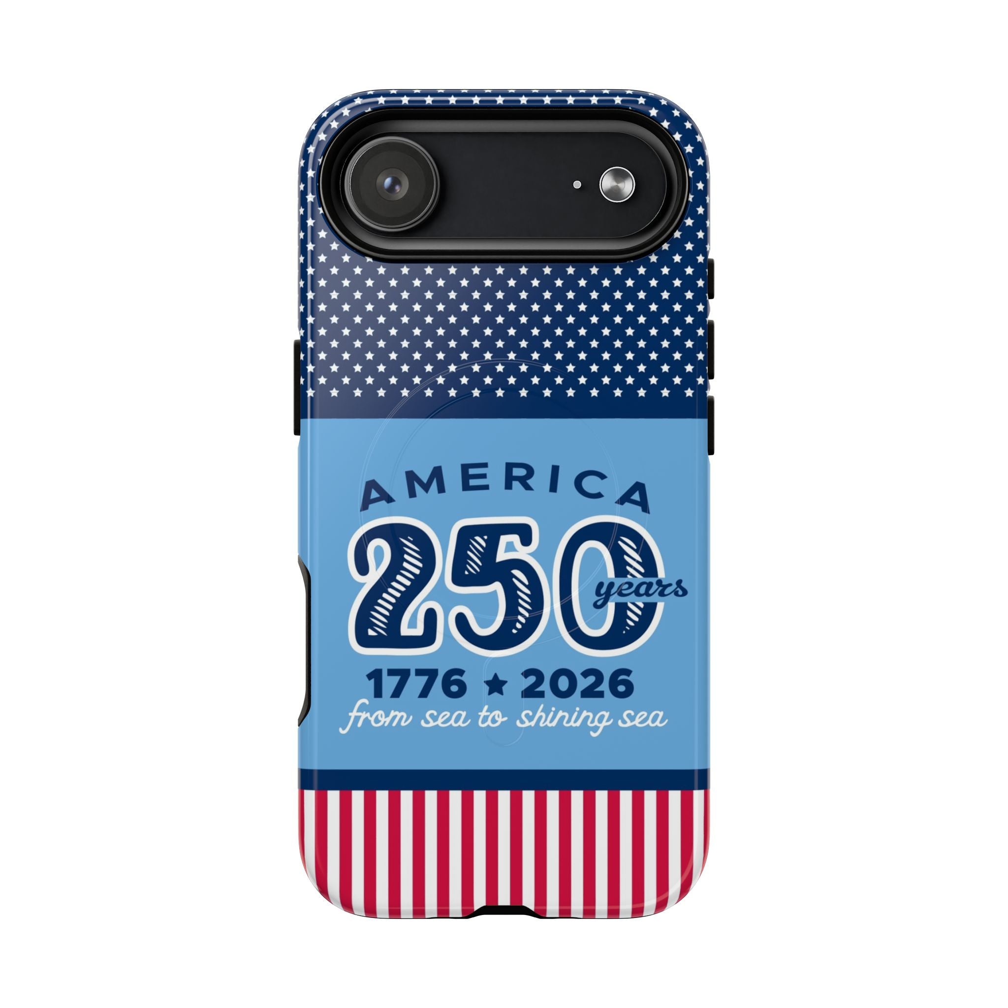 Sea to Shining Sea MagSafe iPhone 17 Air Case – Glossy | navy, sky blue, red, white American stars & stripes 250th anniversary print