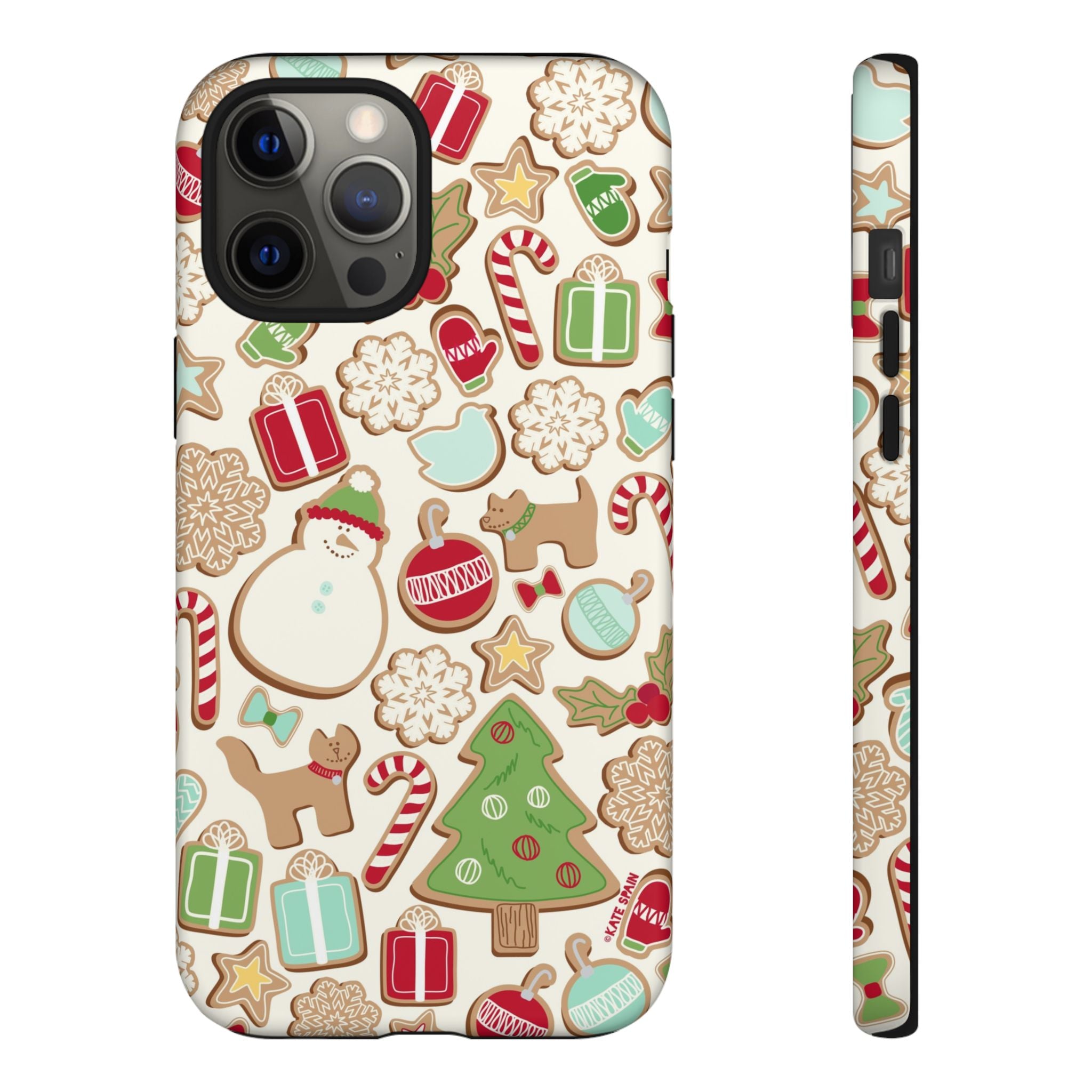 Gingerbread Cookies Tough iPhone 12 Pro Max Case – Matte | cream, red, green gingerbread holiday cookie print