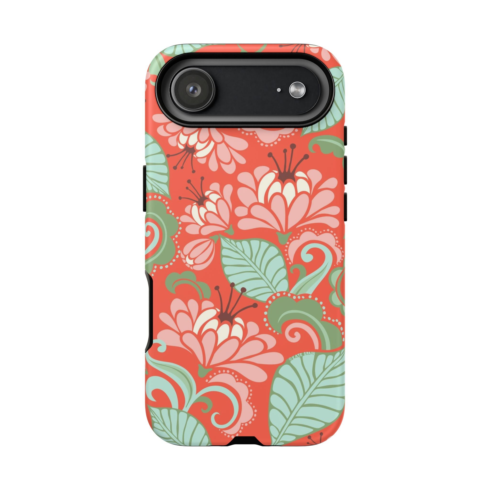 Sarabande Tough iPhone 17 Air Case – Matte | coral, pink, cream, green botanical floral print