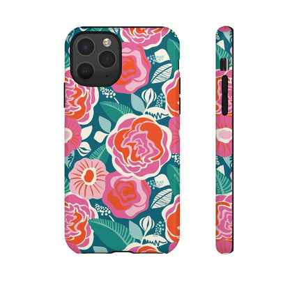 Tea Rose Teal iPhone Tough Case
