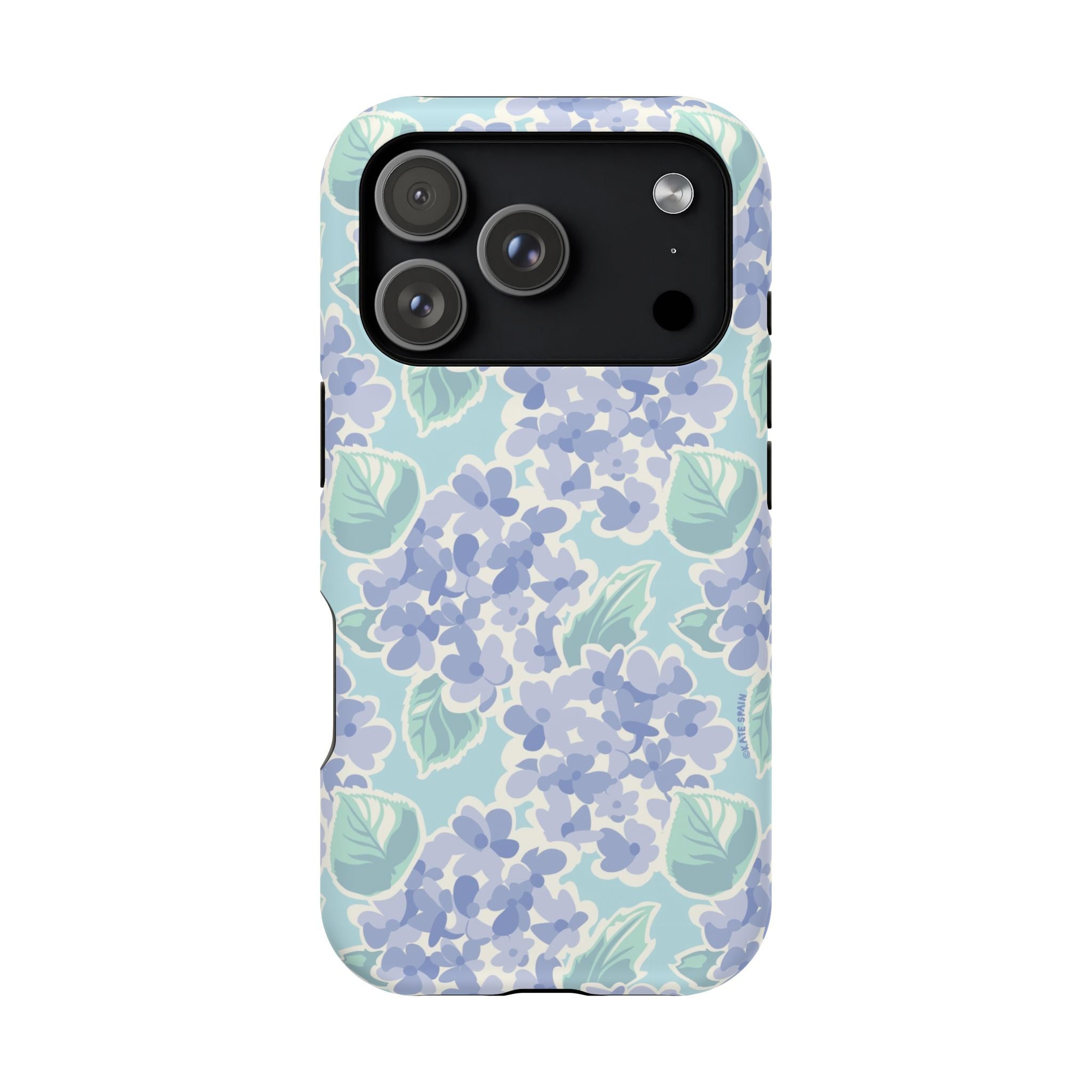 Nantucket Hydrangea MagSafe iPhone 17 Pro Case – Matte | periwinkle, sky blue, mint hydrangea floral print