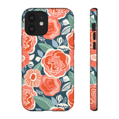 Tea Rose Navy iPhone Tough Case