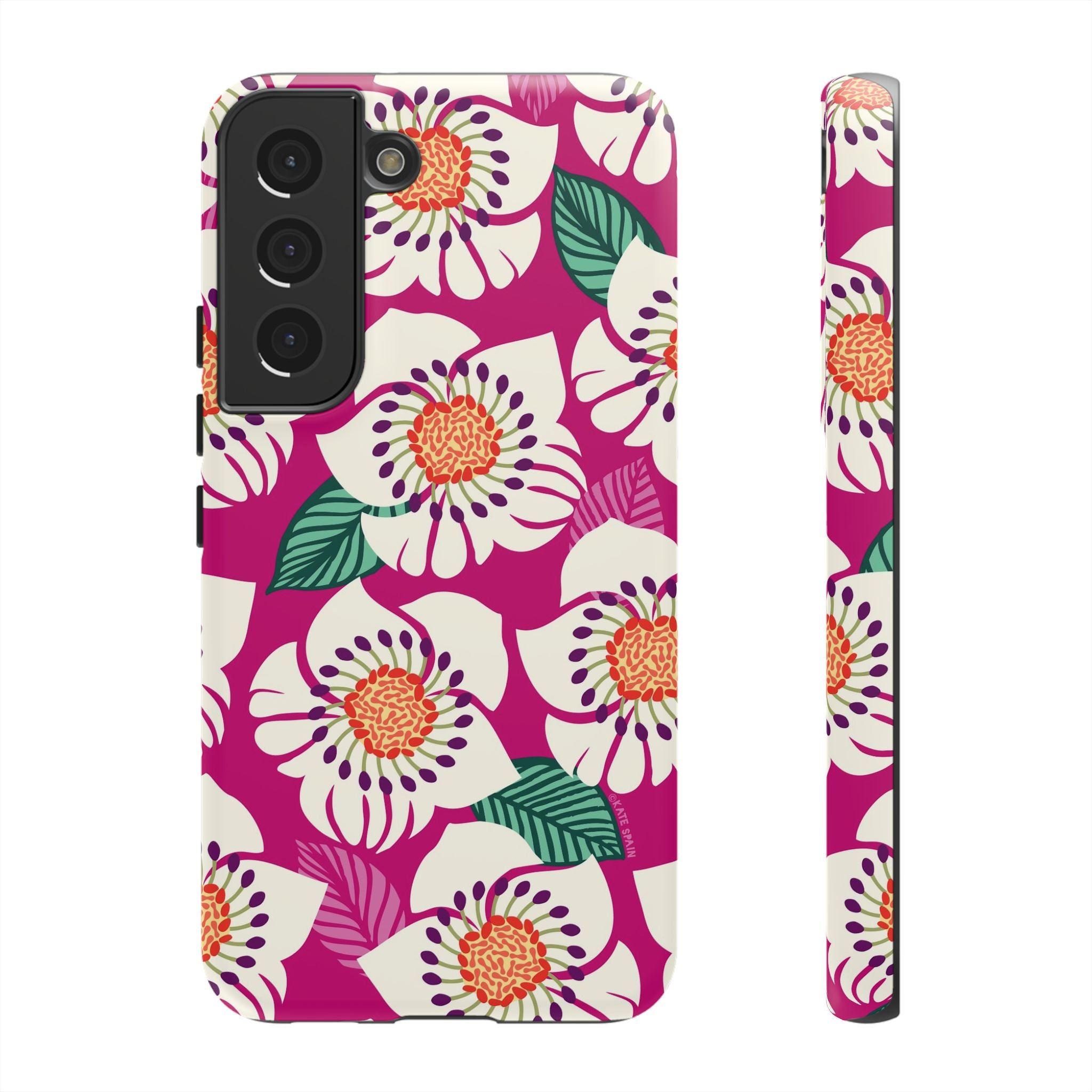 Artistic Panache Samsung Galaxy S22 Case – Matte | berry, cream white, peach anemone floral print