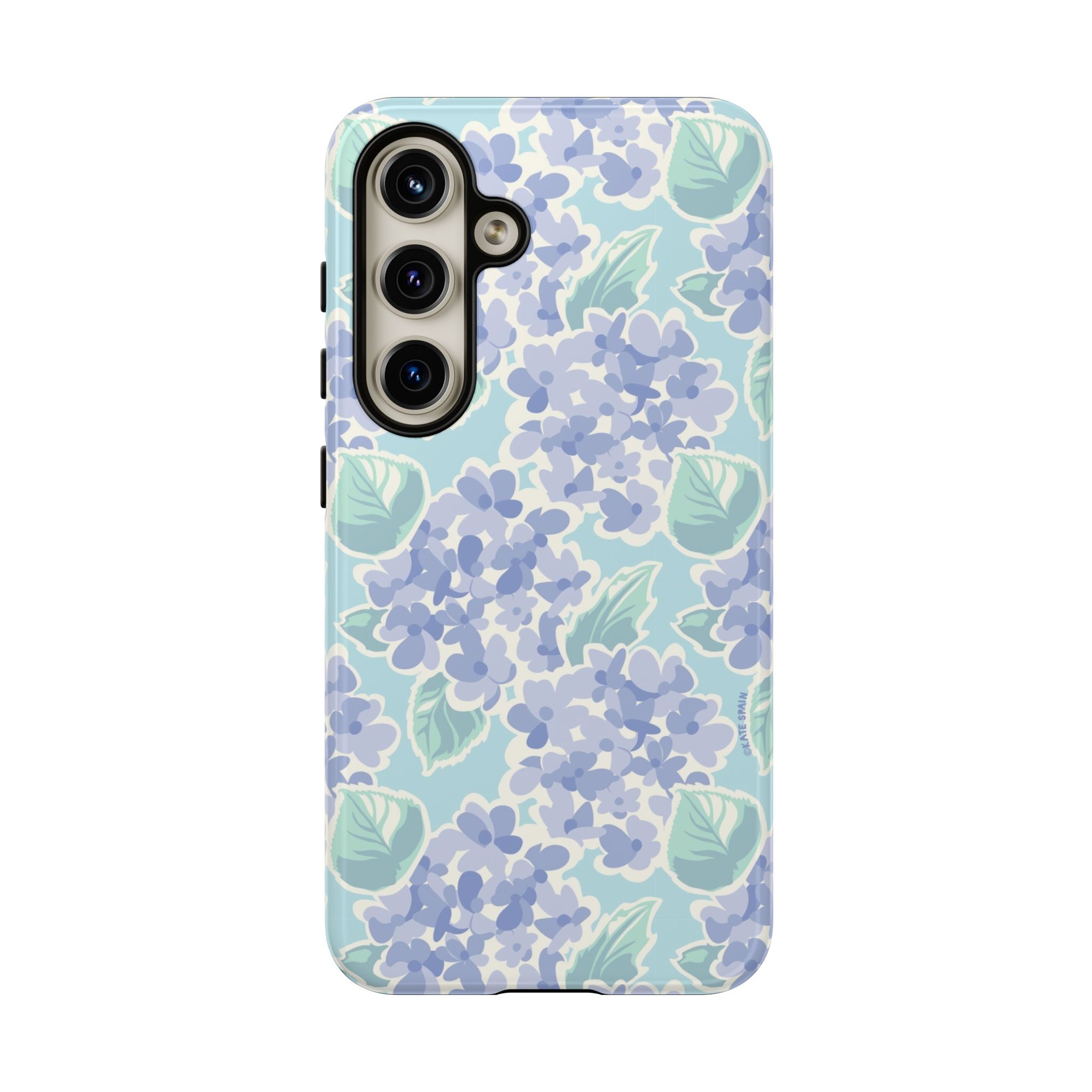 Luxury Nantucket Hydrangea Samsung Galaxy S24 Case – Glossy | white, lavender, mint watercolor hydrangea print
