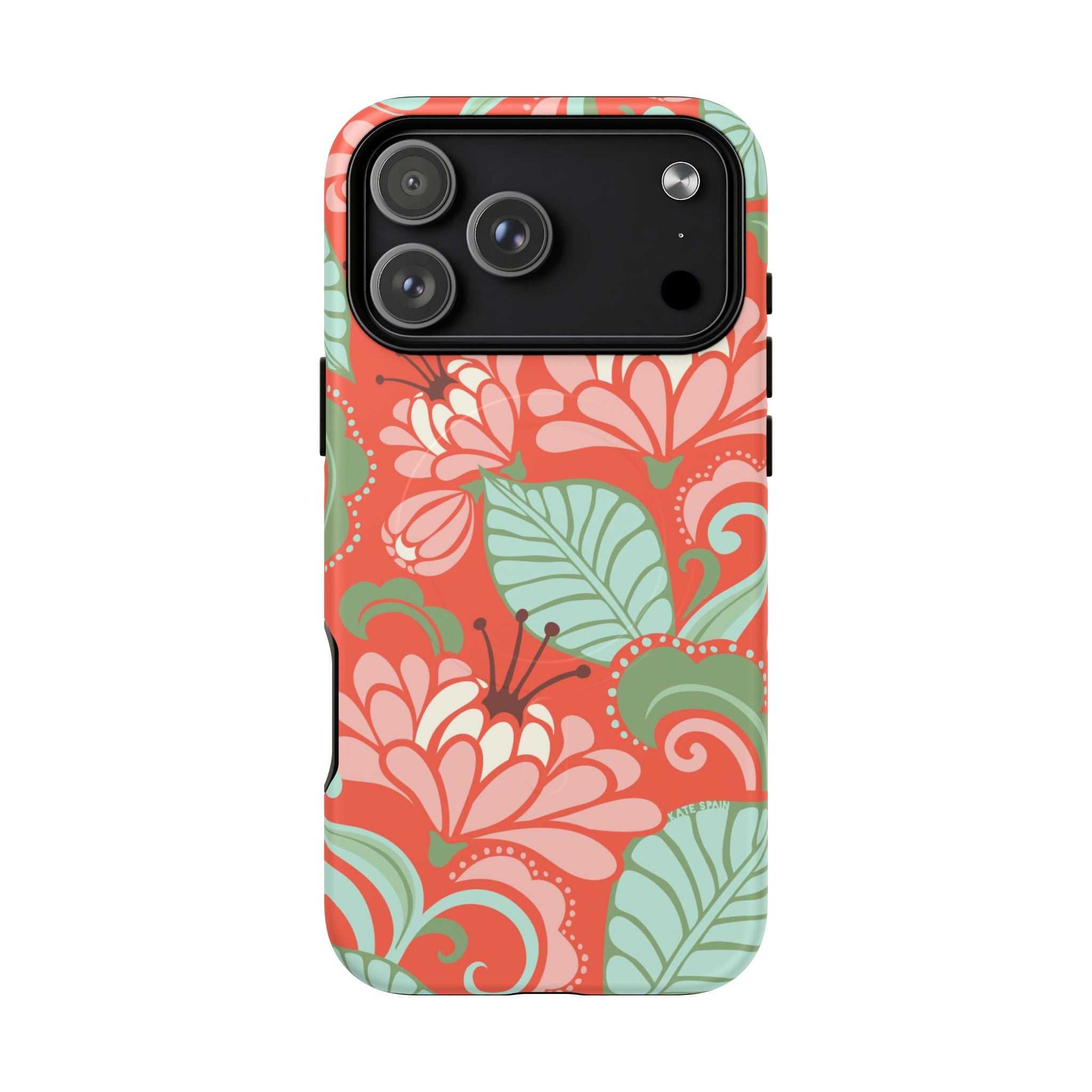 Sarabande MagSafe iPhone 17 Pro Max Case – Matte | coral, pink, cream, green botanical floral print