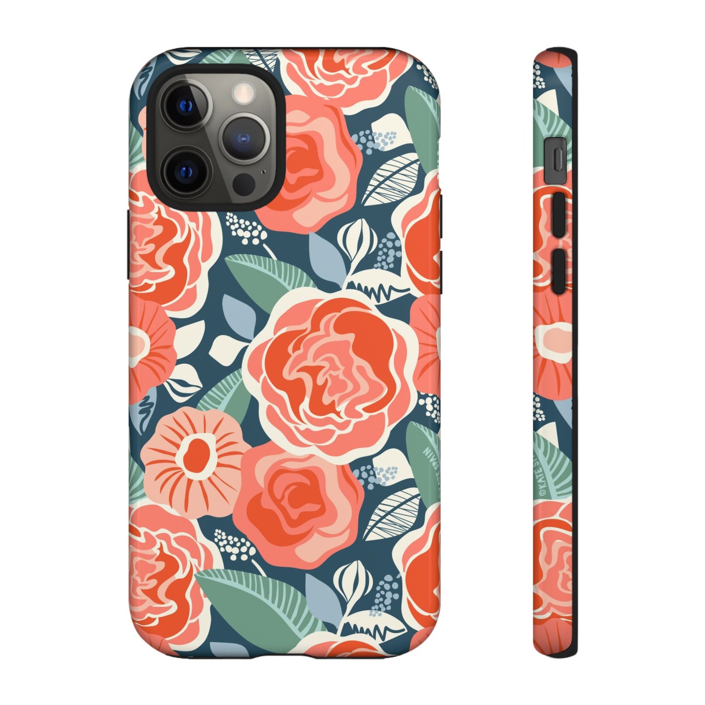 Tea Rose Navy iPhone Tough Case