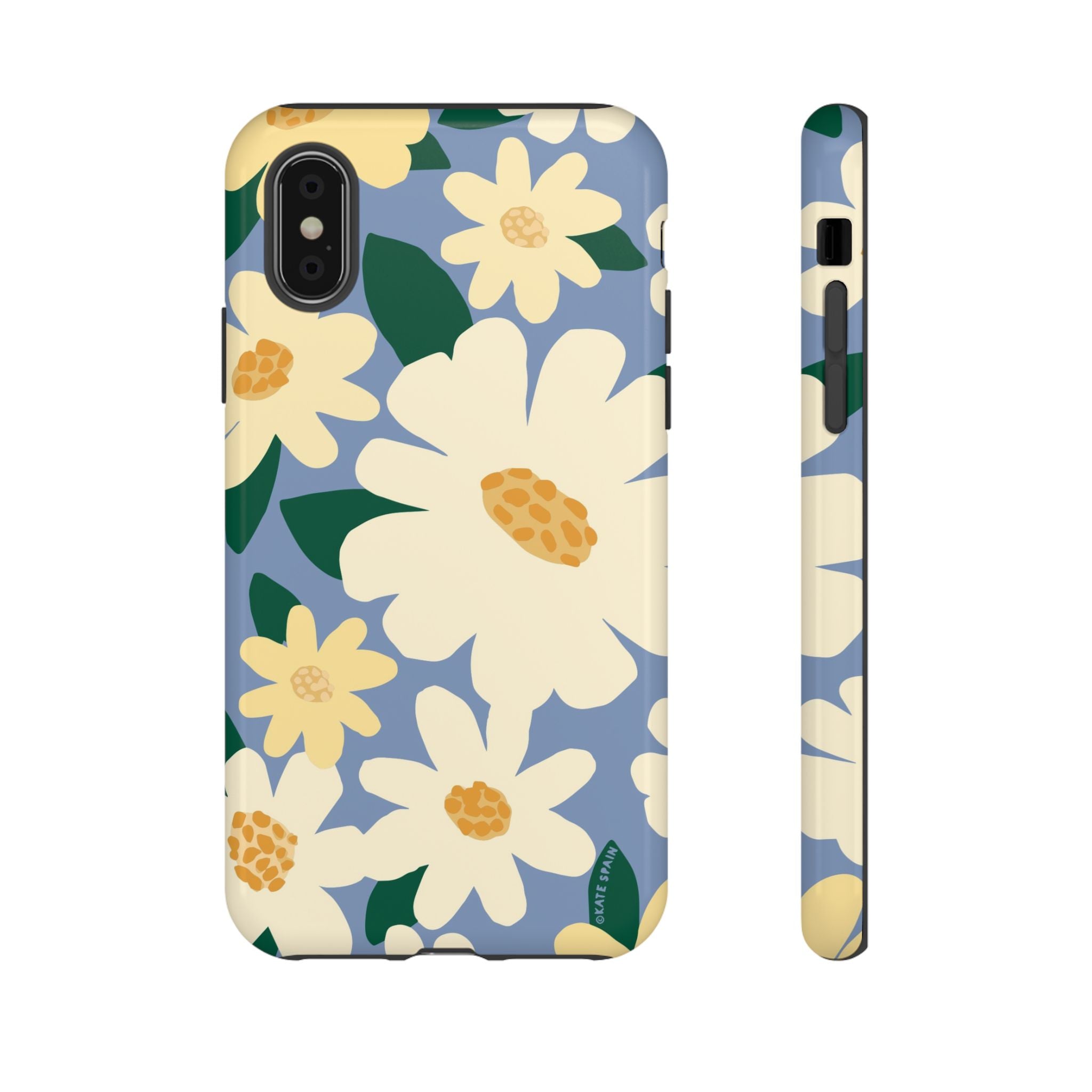 Chamomile Tough iPhone X Case – Glossy | periwinkle, cream, yellow botanical daisy floral print