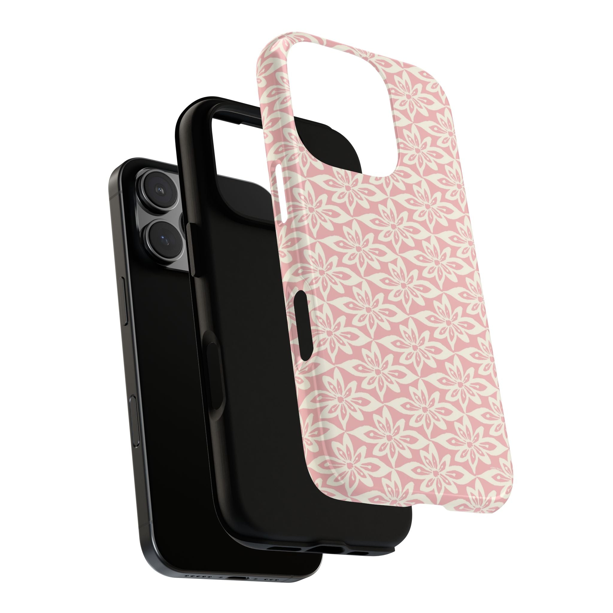 Lily Pastel Pink iPhone 16 Pro Max Case – Glossy | dual-layer construction detail — tough botanical phone case by Kate Spain