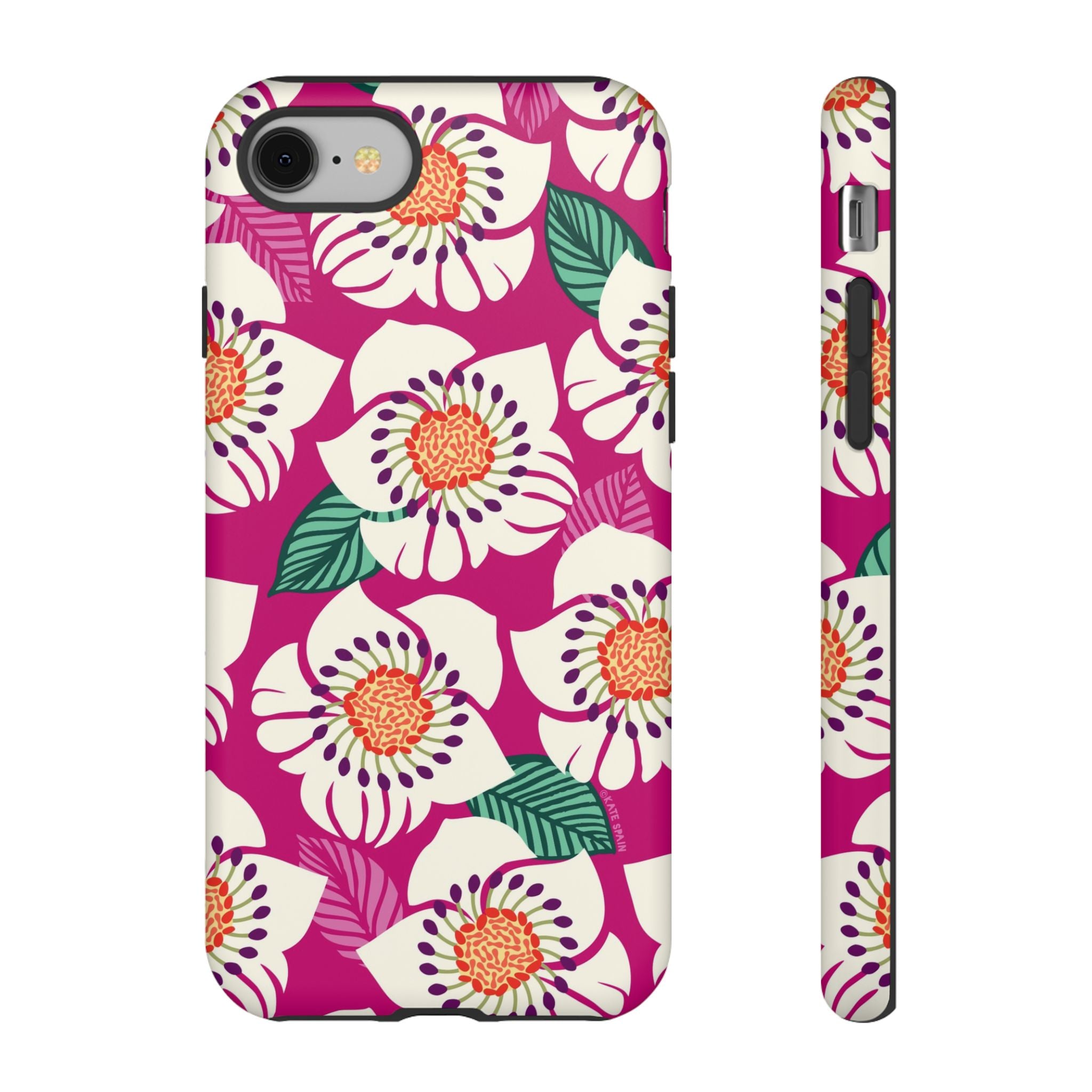 Panache Rose Tough iPhone 8 Case – Matte | berry, cream white, peach anemone floral print