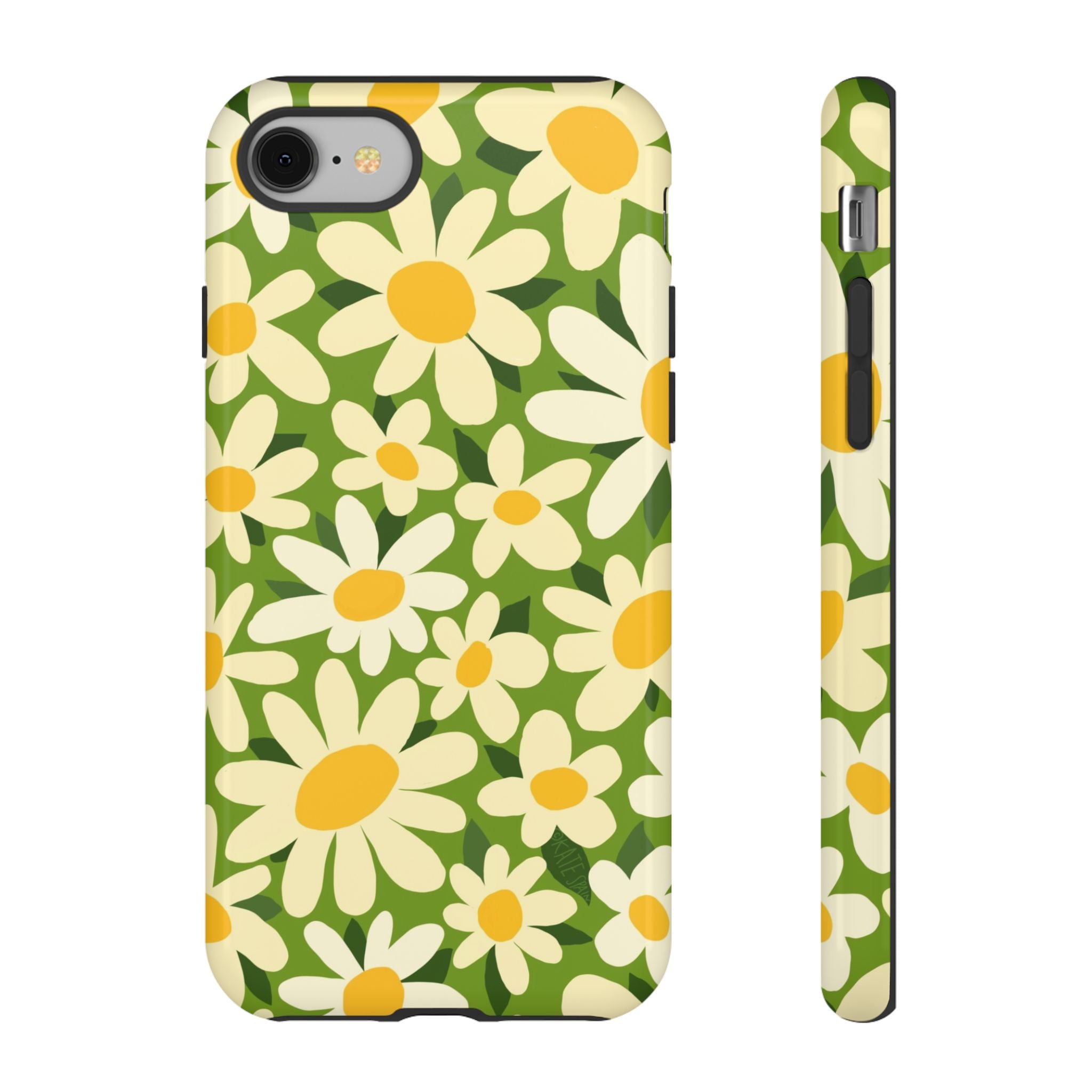 Shasta Daisy Tough iPhone 8 Case – Glossy | green, white, yellow daisy floral print