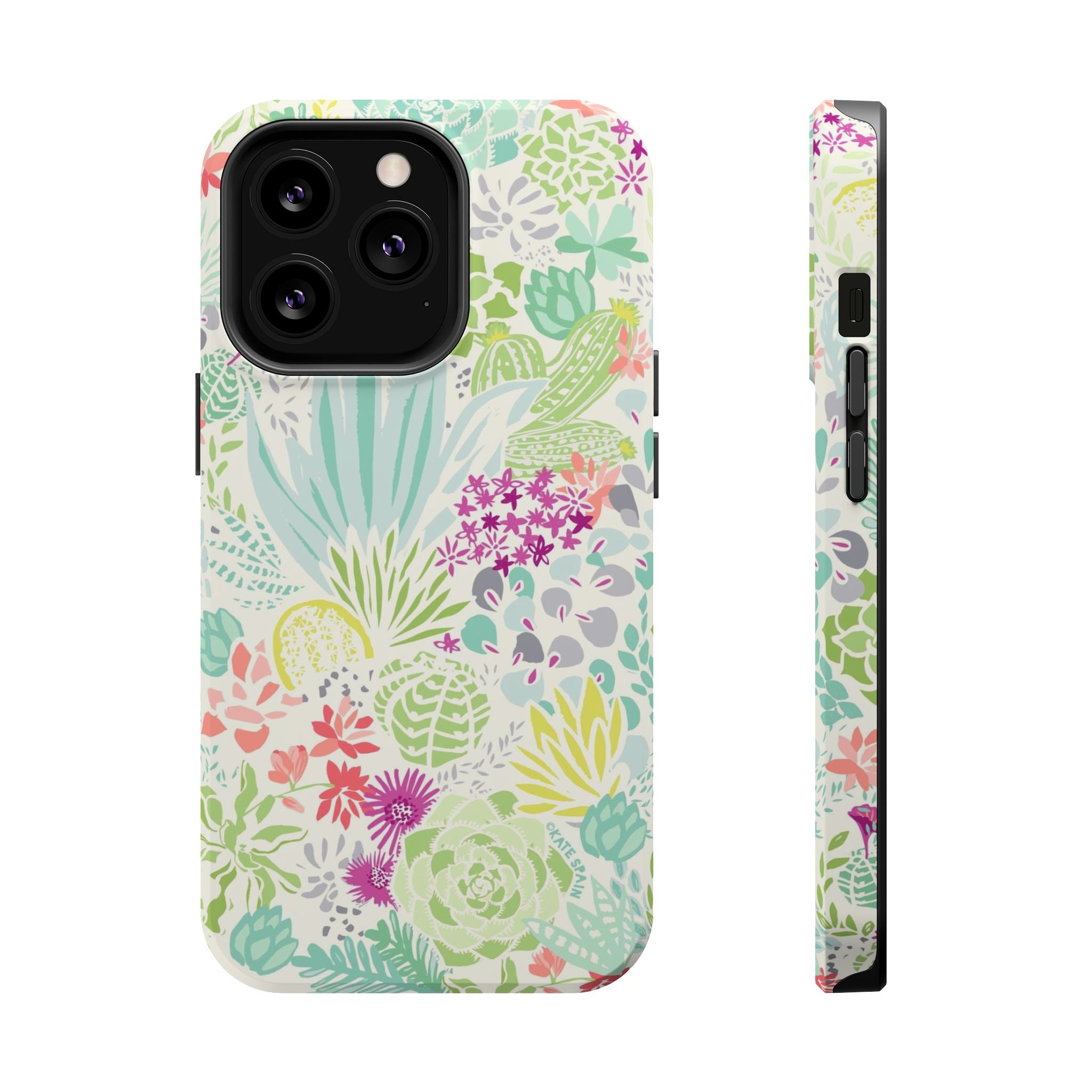 Canyon MagSafe iPhone 13 Pro Case – Matte | aqua, coral, purple, sage green succulent and cactus print