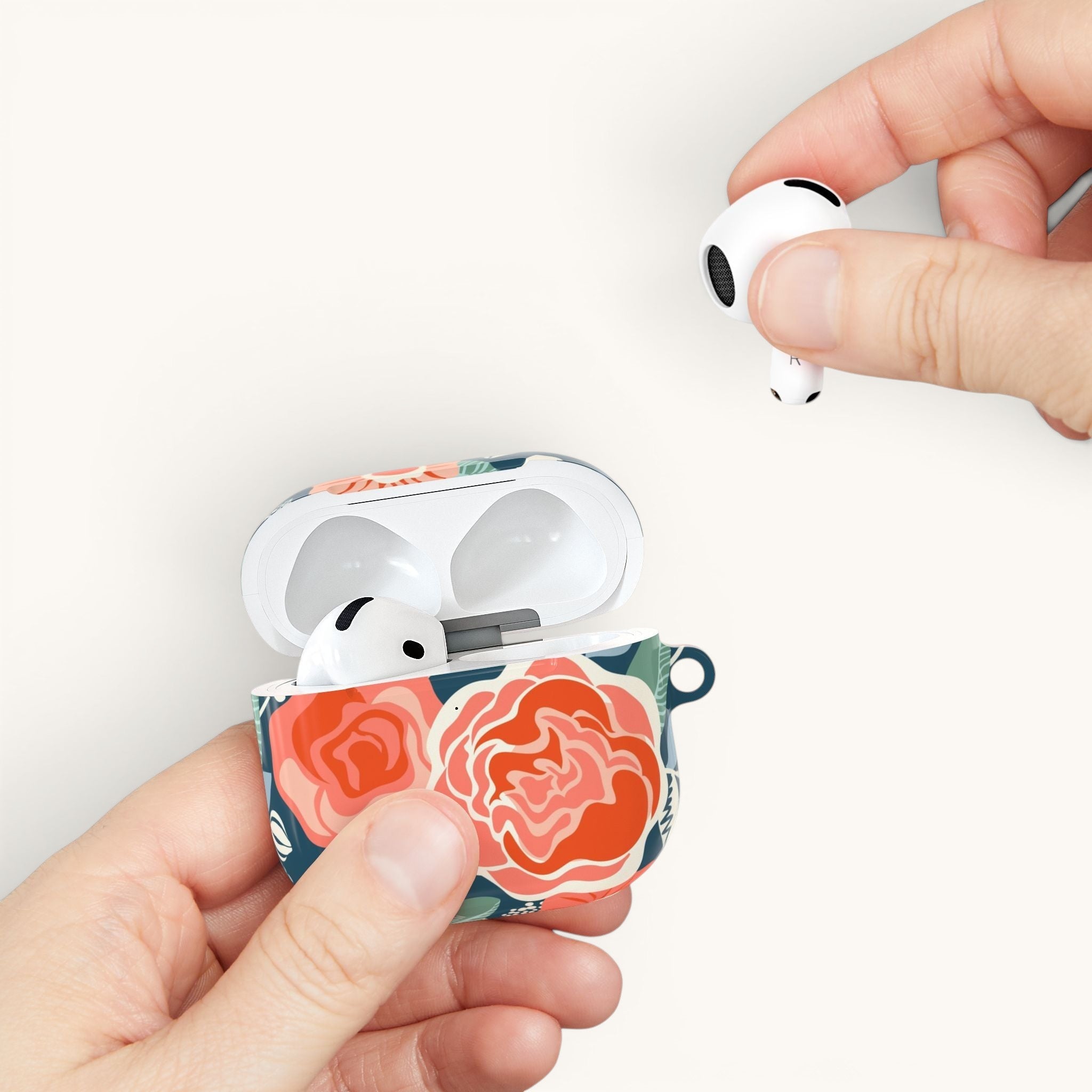 Tea Rose Navy AirPods Case