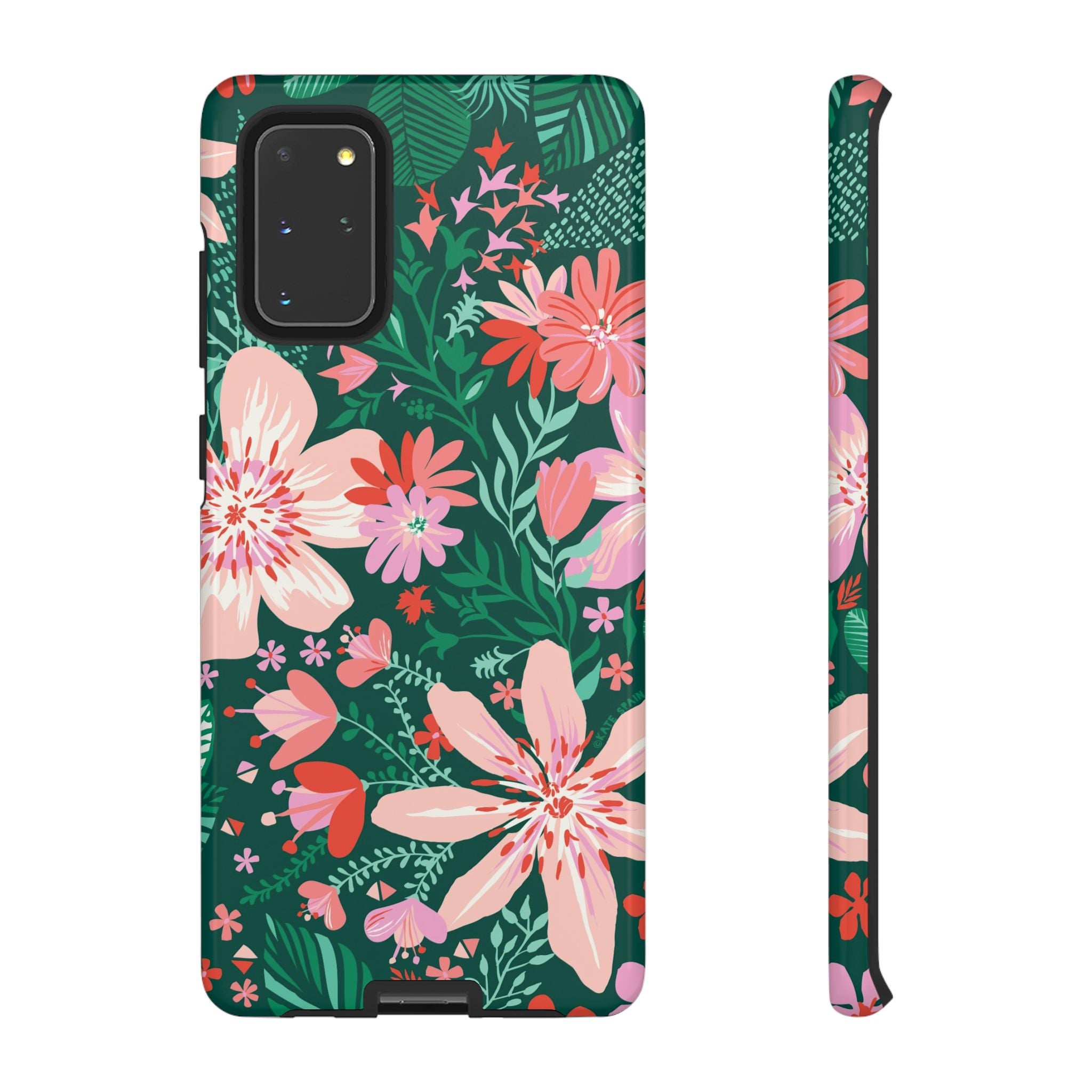 Tropical Bonaire Samsung Galaxy S20+ Case – Glossy | jade, pink, white tropical floral botanical print