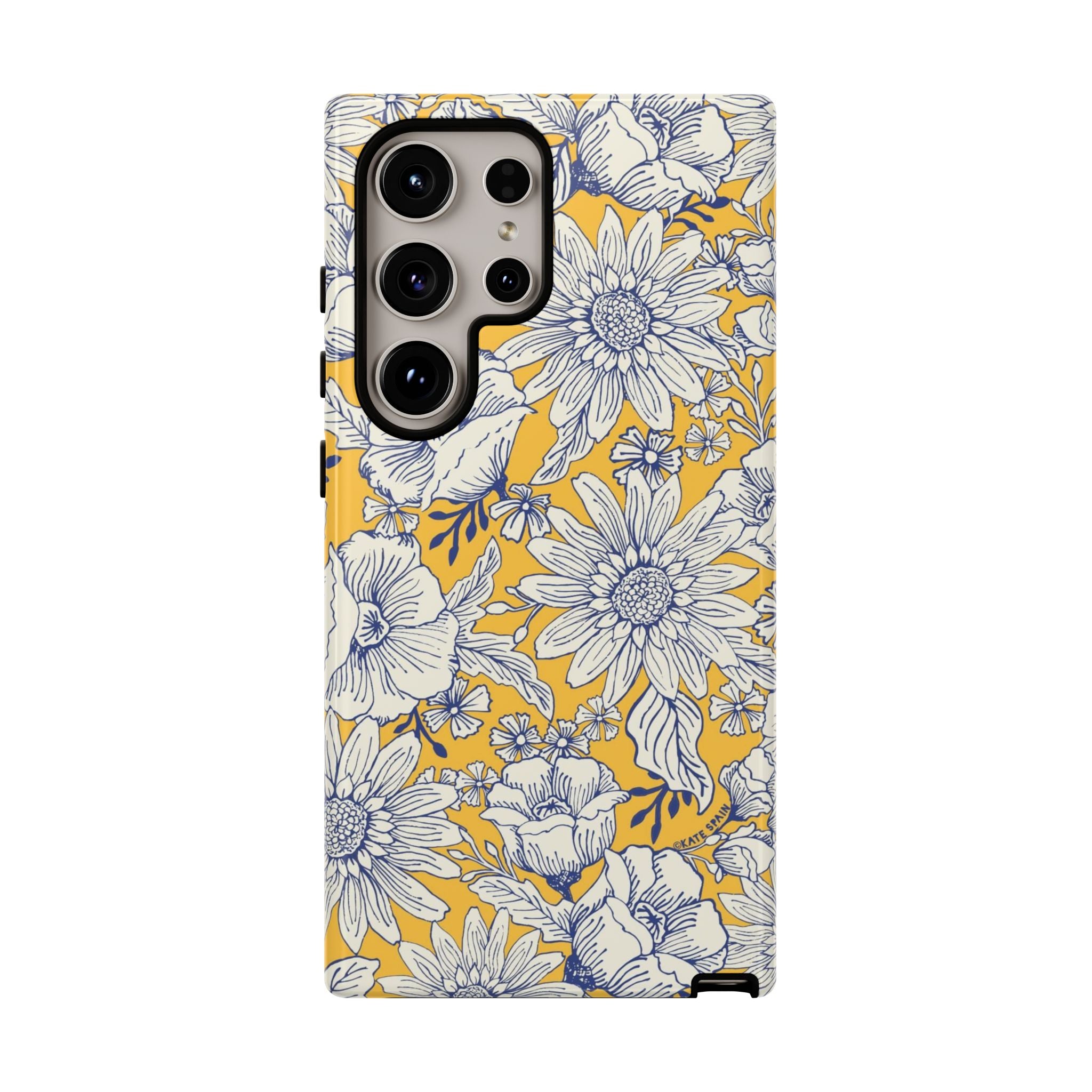 Luxury Jardin Samsung Galaxy S24 Ultra Case – Glossy | yellow, cream, blue botanical floral print