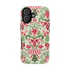 Wonderland Tough iPhone 17 Case – Matte | cream, red, green Christmas ornament damask print