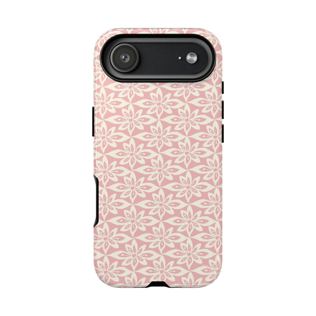 Lily Pastel Pink iPhone 17 Pro Max Case – Glossy | graphic white lily print on dreamy pastel pink — botanical phone case by Kate Spain