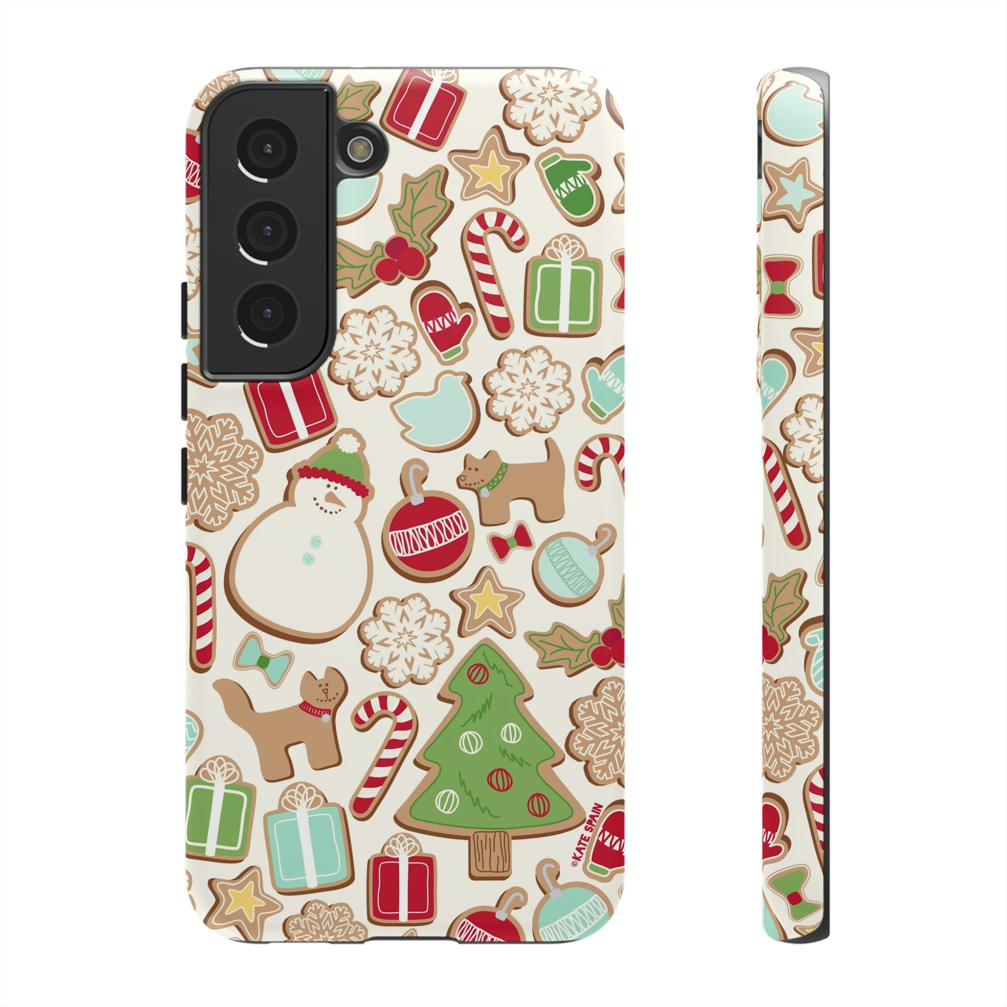 Gingerbread Cookies Samsung Galaxy S22 Case – Matte | cream, red, green gingerbread holiday cookie print