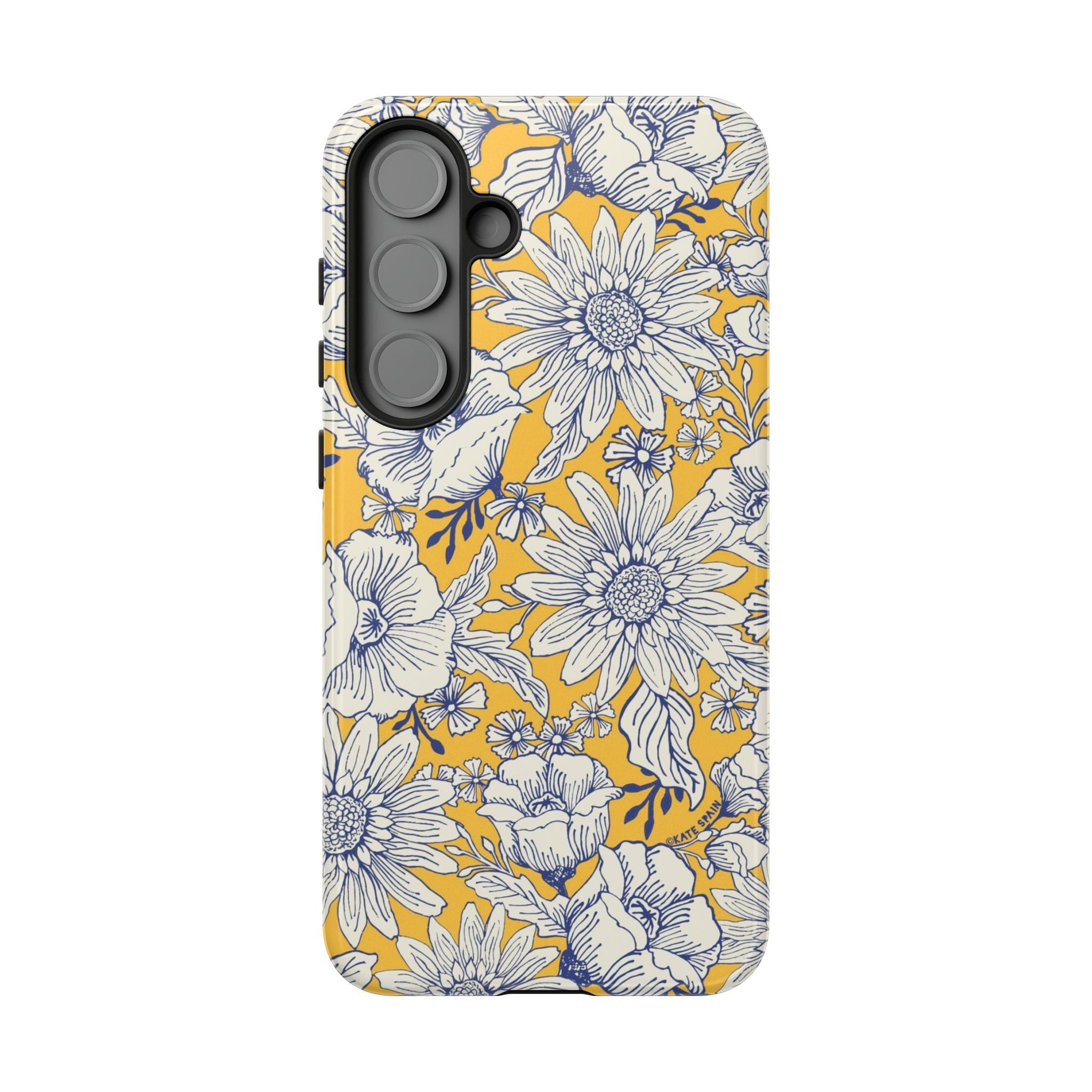 Luxury Jardin Samsung Galaxy S25 Case – Matte | yellow, cream, blue botanical floral print