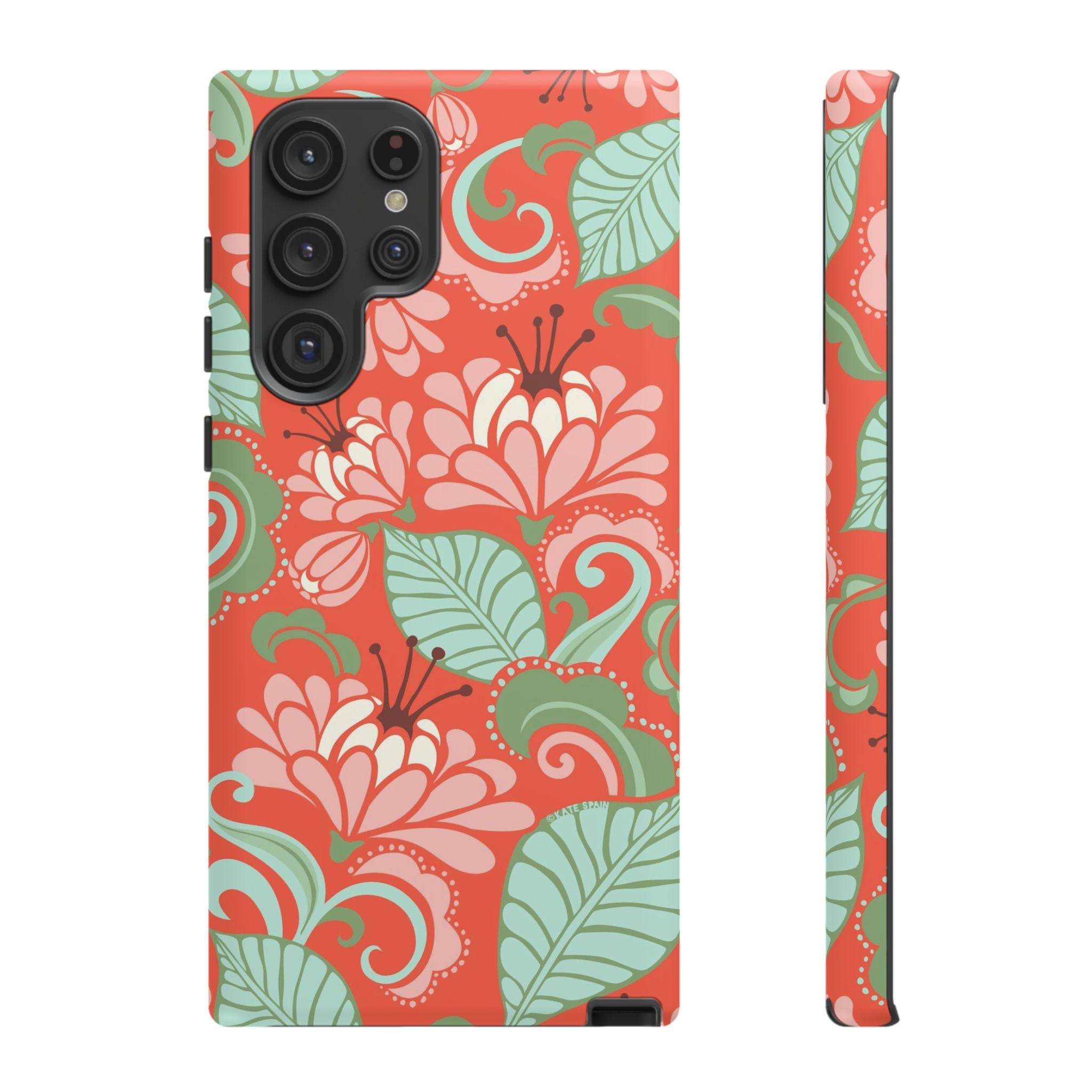 Designer Sarabande Samsung Galaxy S22 Ultra Case – Matte | coral, blush, mint tropical floral print