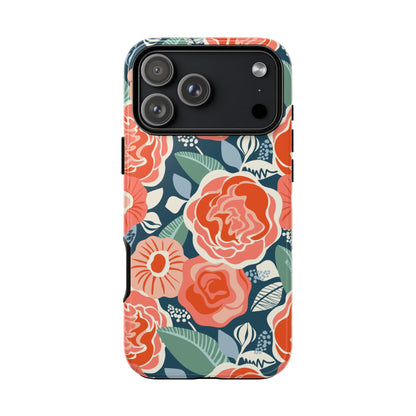Tea Rose Navy iPhone Tough Case
