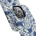 Ocean Tides phone case detail - blue wave pattern close-up