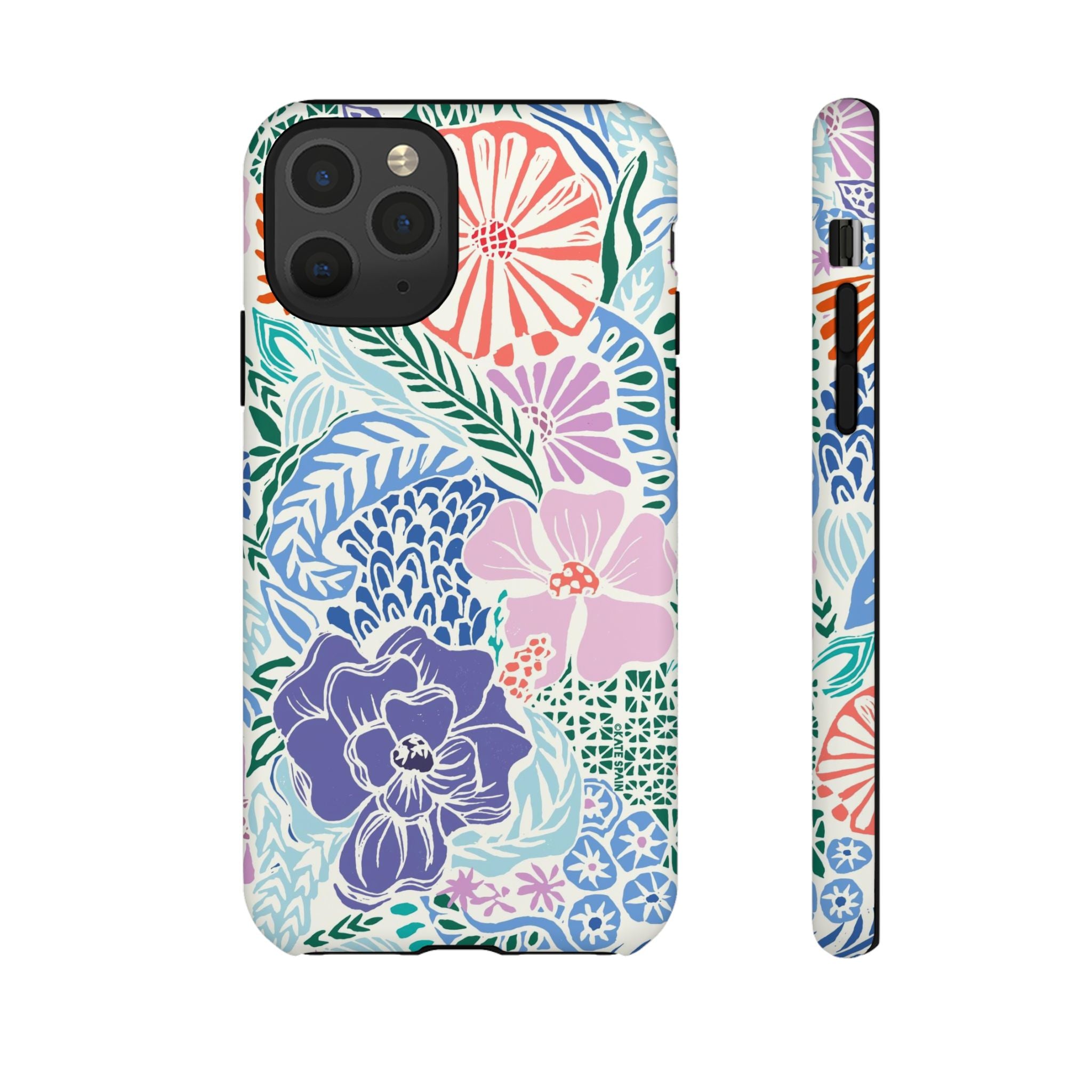 Tropica Tough iPhone 11 Pro Case – Matte | purple, coral, pink, blue botanical tropical floral print