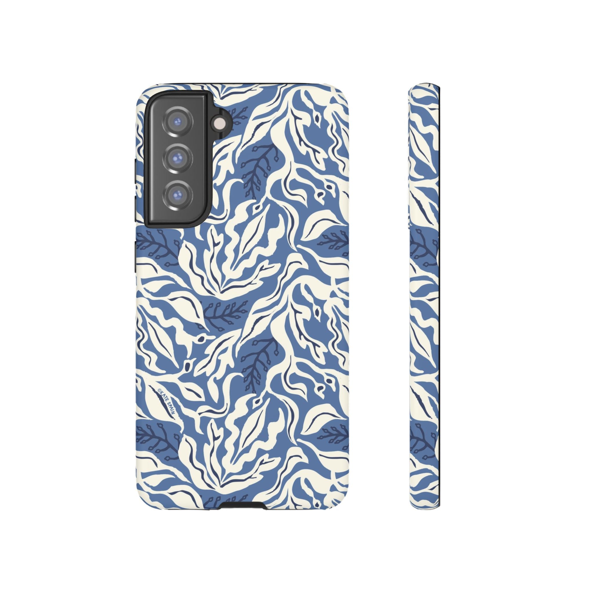 Luxury Ocean Tides Samsung Galaxy S21 FE Case – Matte | blue and white tidal bed ocean print