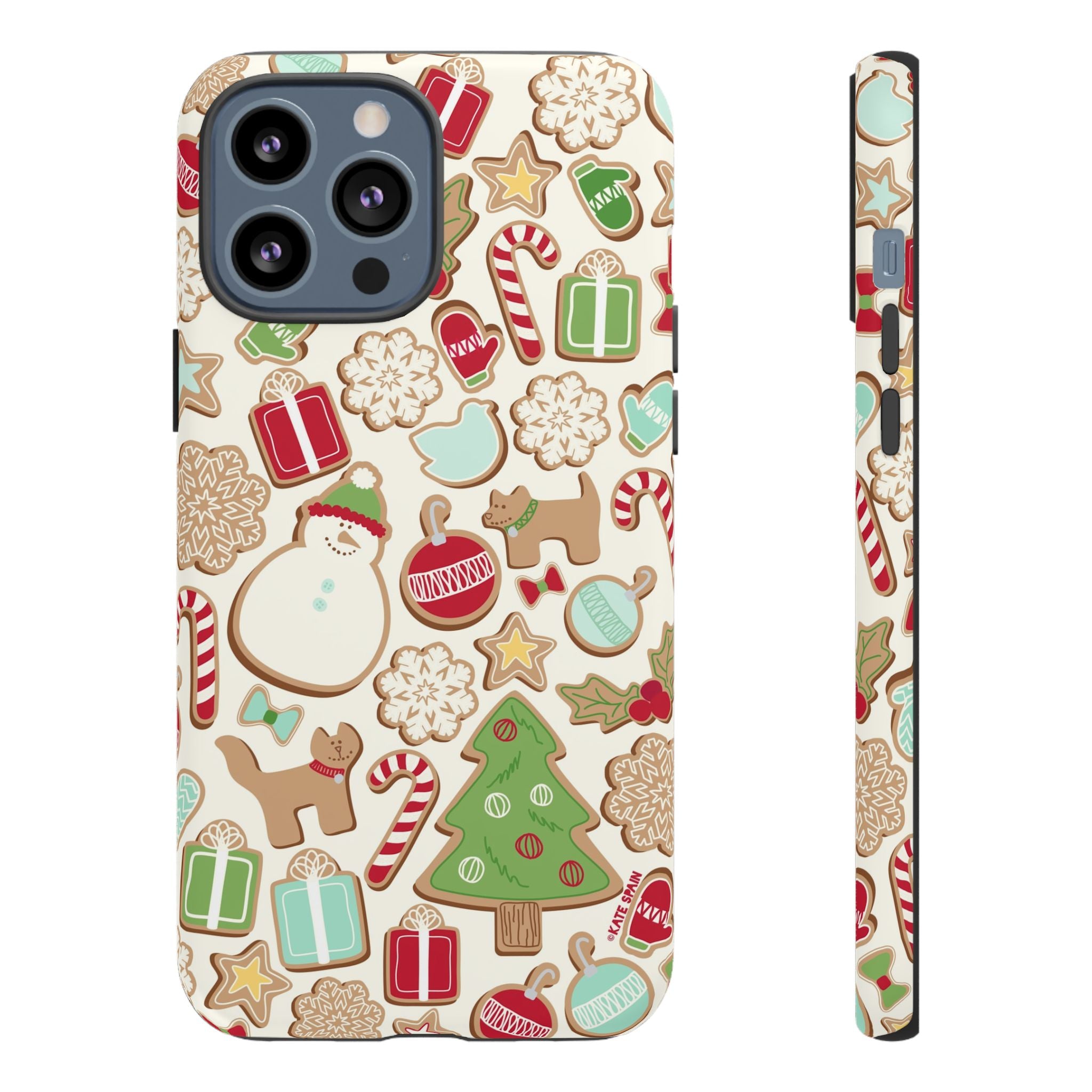 Gingerbread Cookies Tough iPhone 13 Pro Max Case – Matte | cream, red, green gingerbread holiday cookie print