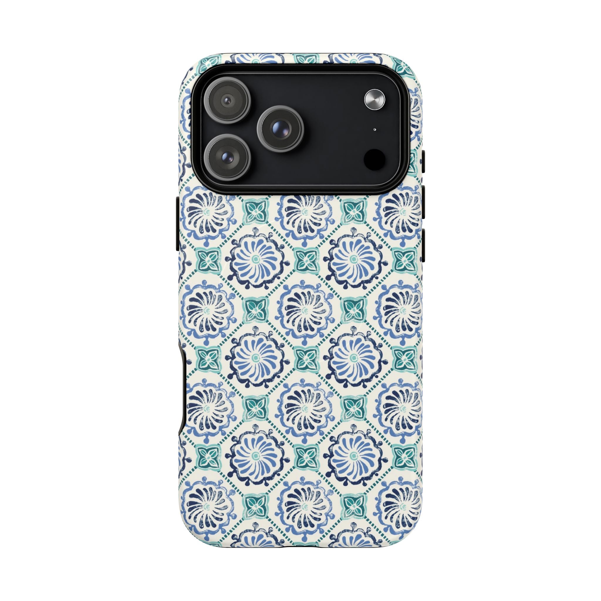 Horizon Blue Tile MagSafe iPhone 17 Pro Max Case – Matte | blue, turquoise, cream white MagSafe compatible, dual-layer protection