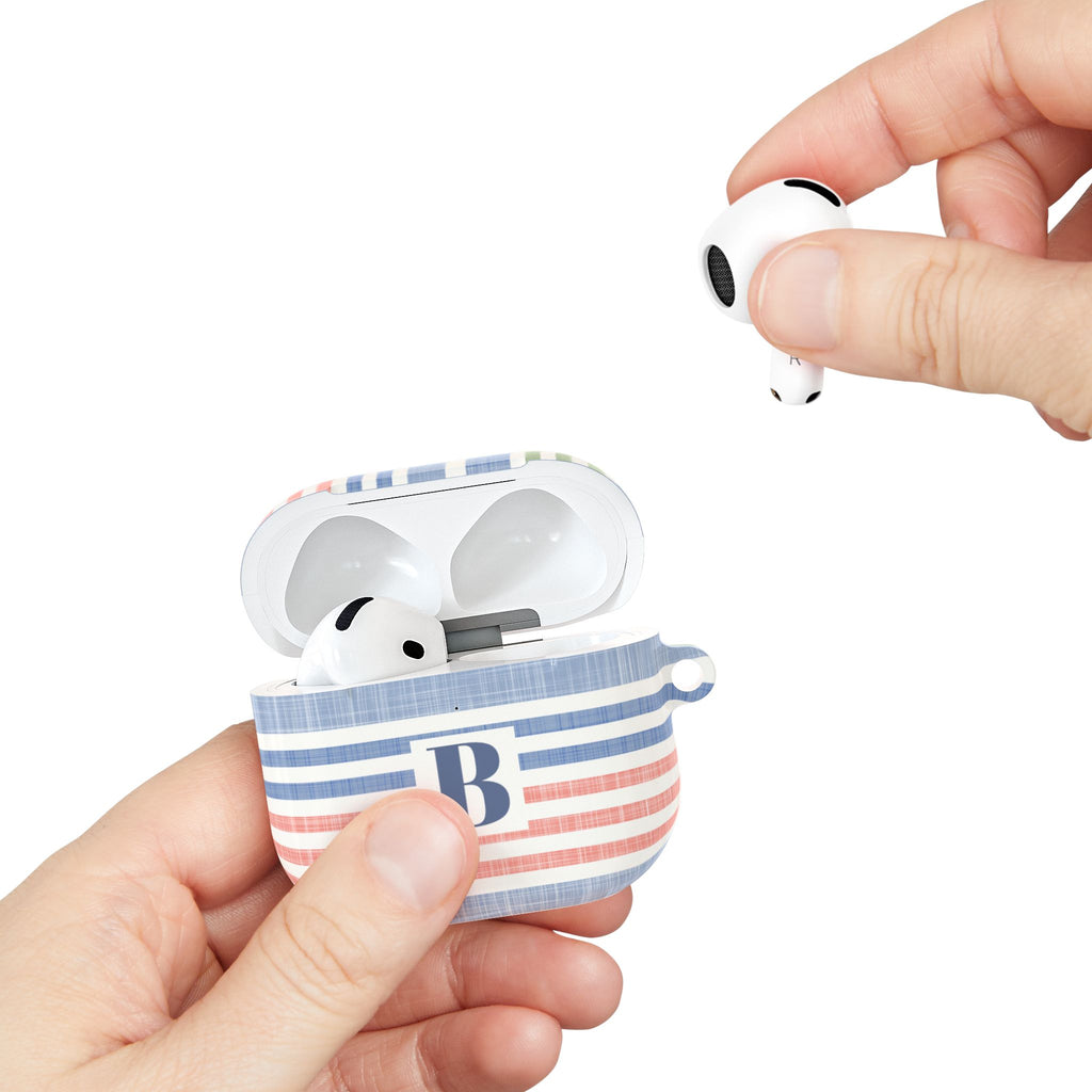 Cabana Stripe Pastel AirPods Case Initial