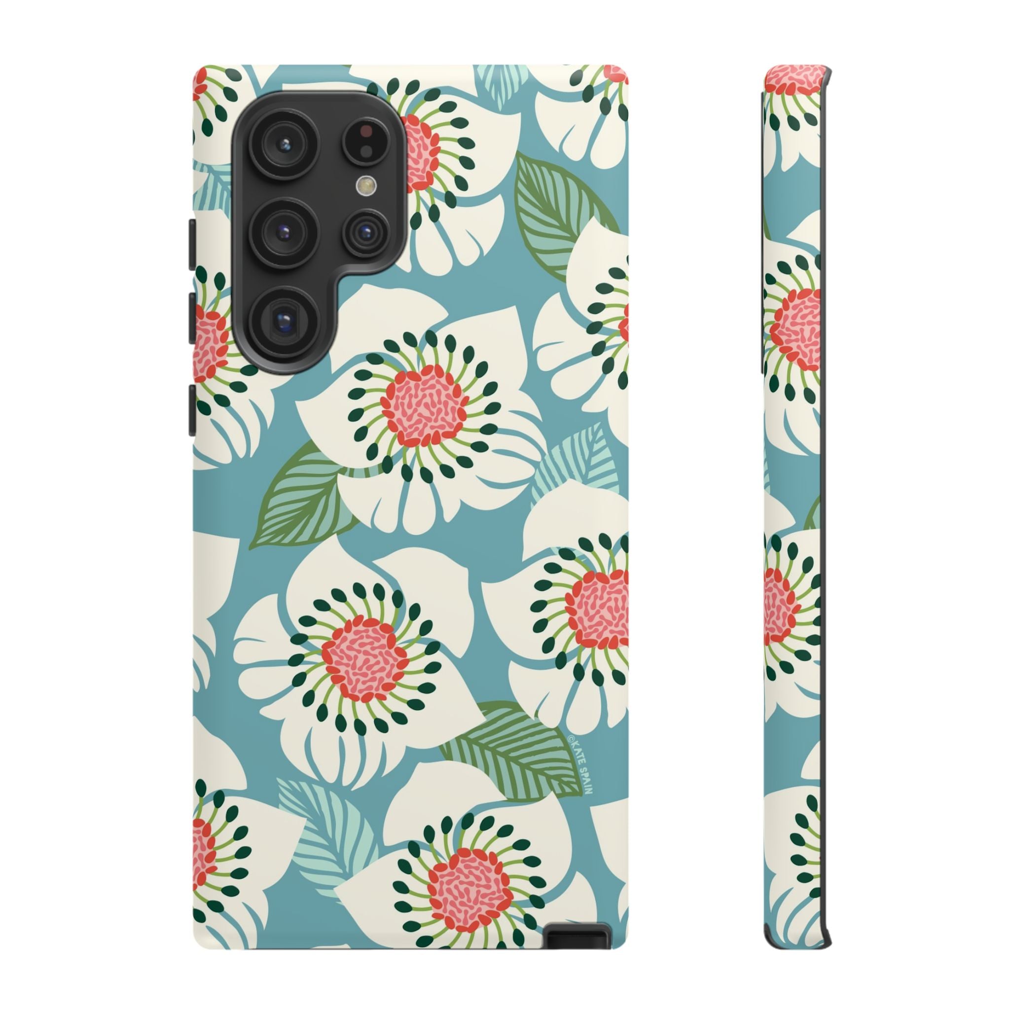 Artistic Panache Samsung Galaxy S22 Ultra Case – Matte | sky blue, pale cream, pink anemone floral print
