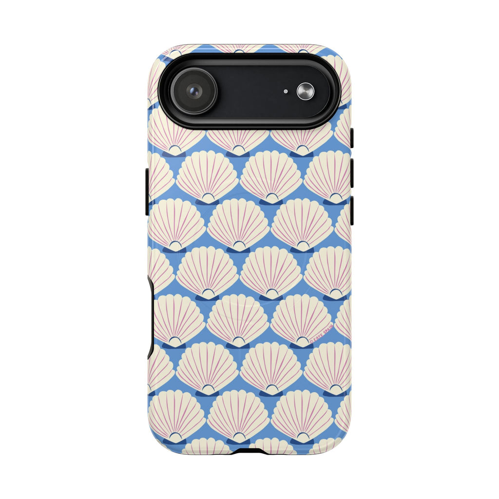 Seashells MagSafe iPhone 17 Air Case – Glossy | periwinkle, cream, blush scallop shell print