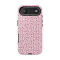 Lily Rose iPhone 17 Pro Max Case – Glossy | graphic white lily print on soft rose — botanical phone case by Kate Spain