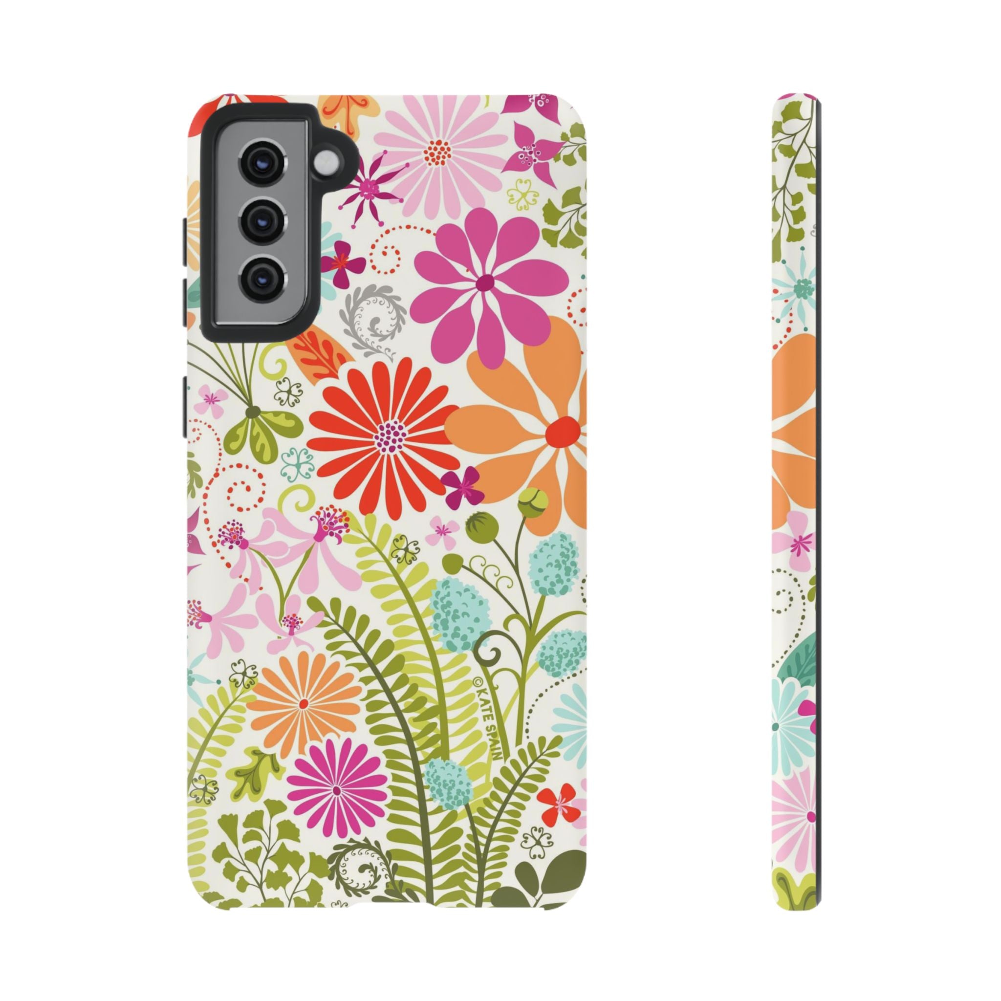 Luxury Terrain Samsung Galaxy S21 Plus Case – Matte | white, magenta, coral botanical woodland floral print