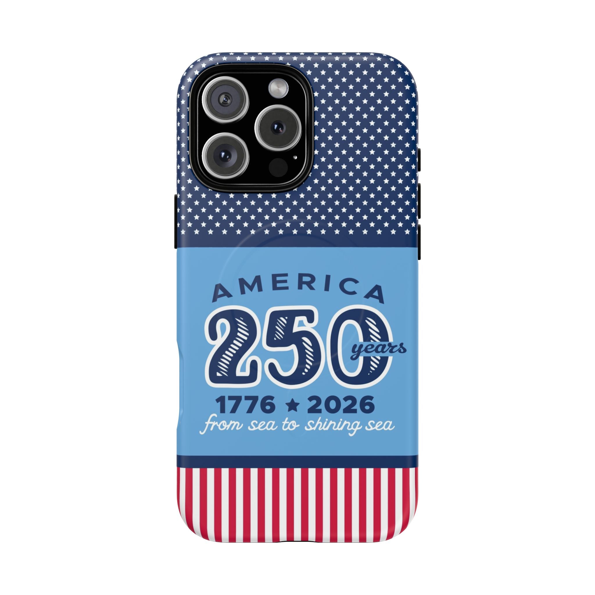 Sea to Shining Sea MagSafe iPhone 16 Pro Max Case – Matte | navy, sky blue, red, white American stars & stripes 250th anniversary print