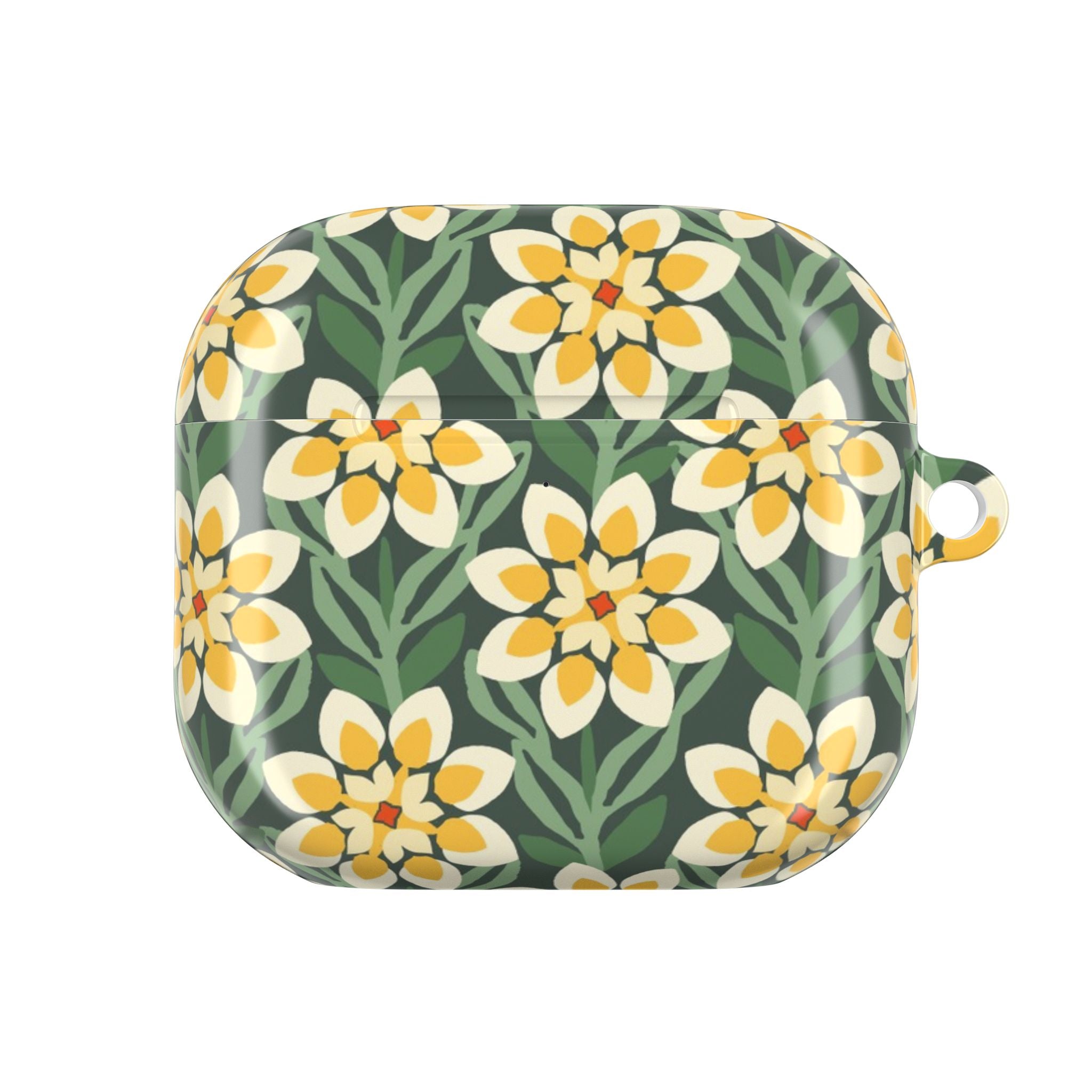 Modern Dahlia Green + Yellow AirPods Case