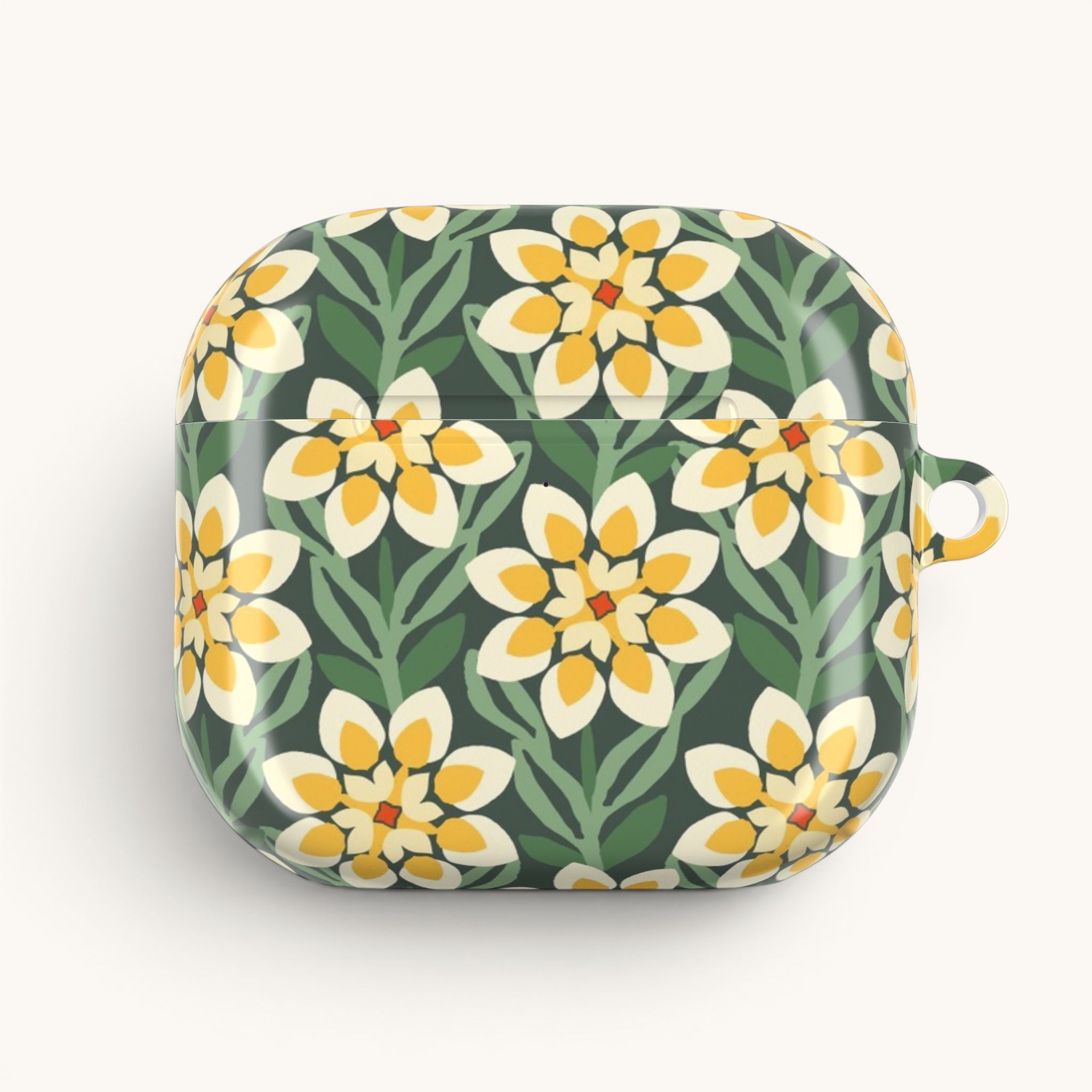 Modern Dahlia Green + Yellow AirPods Case