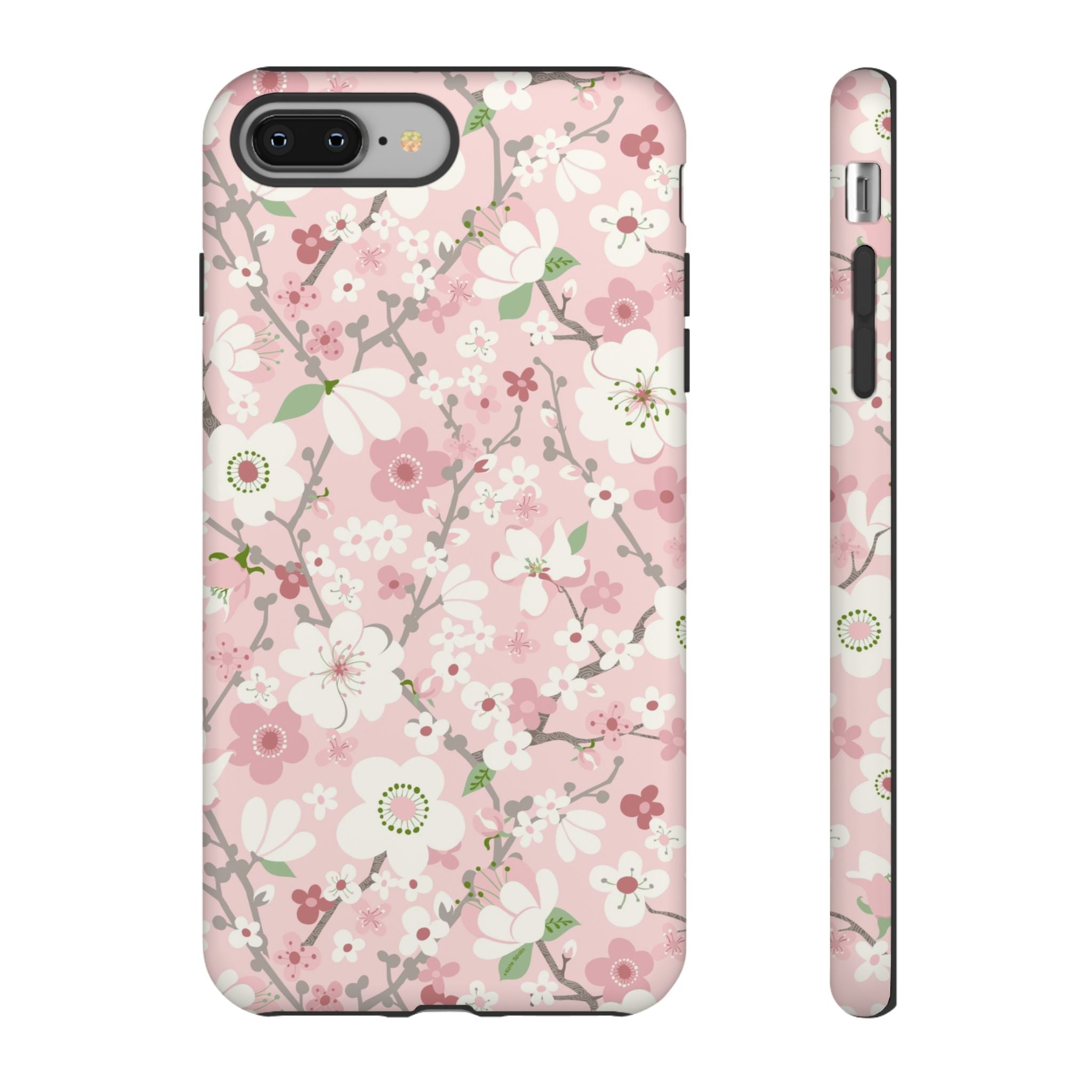 Luxury Pink Cherry Blossom Tough iPhone 8 Plus Case – Matte | light pink, white, cherry blossom floral print