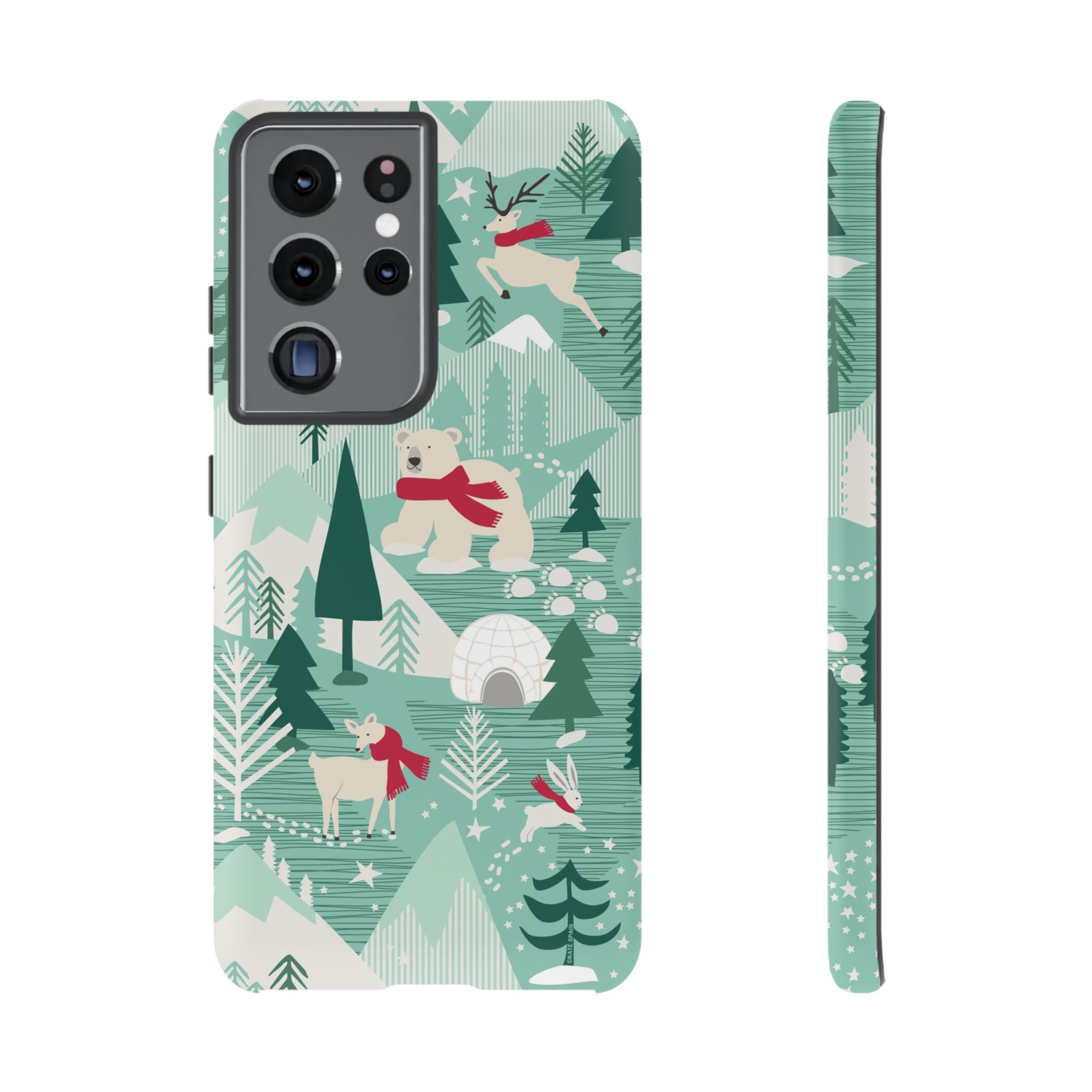 Arctica Winter Samsung Galaxy S21 Ultra Case – Matte | aqua, evergreen, white, animal frolic winter wonderland print