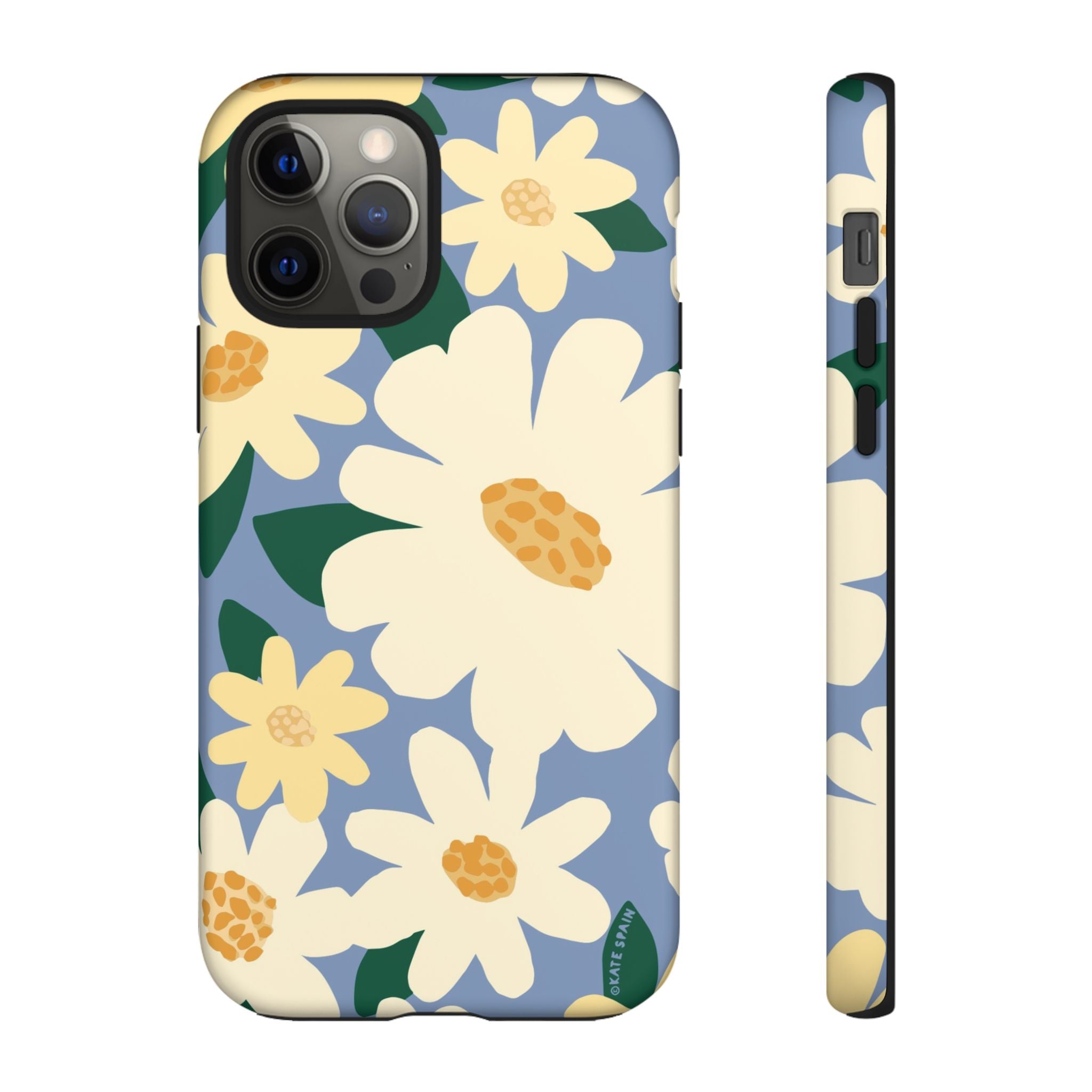 Chamomile Tough iPhone 12 Pro Case – Matte | periwinkle, cream, yellow botanical daisy floral print