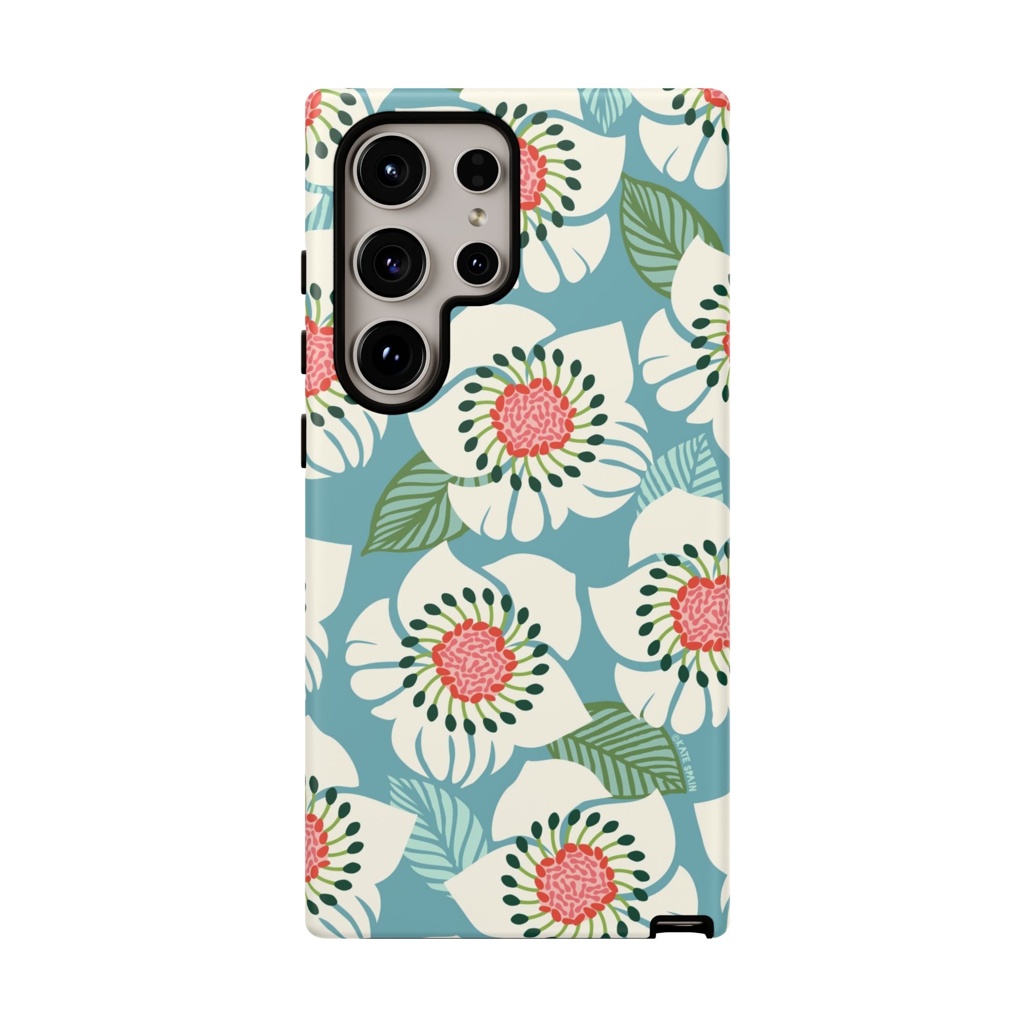 Artistic Panache Samsung Galaxy S24 Ultra Case – Matte | sky blue, pale cream, pink anemone floral print