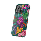 Posy MagSafe iPhone 16 Pro Max Case – Glossy angled view | teal, magenta, yellow, pink vibrant botanical floral print