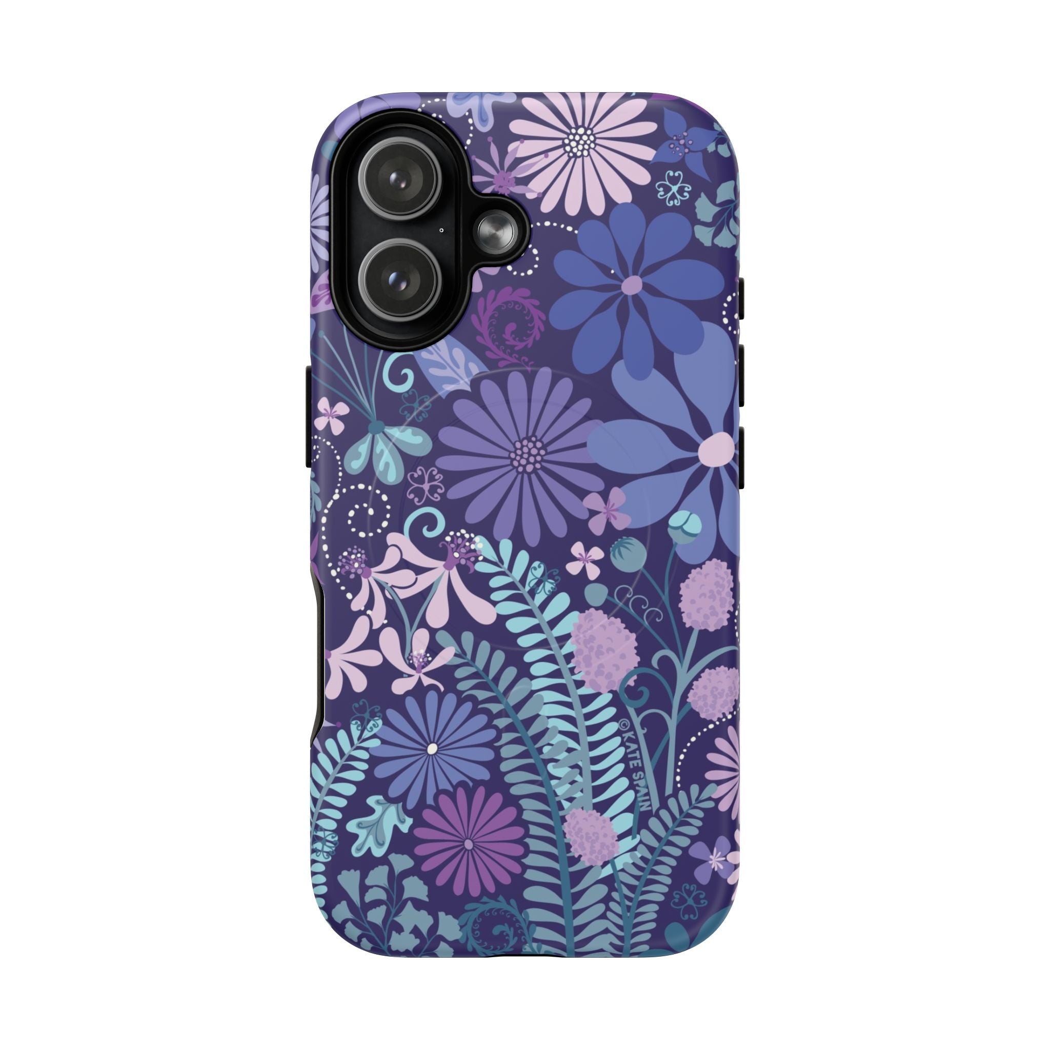 Terrain Night MagSafe iPhone 17 Case – Matte | navy, purple, aqua botanical woodland floral print
