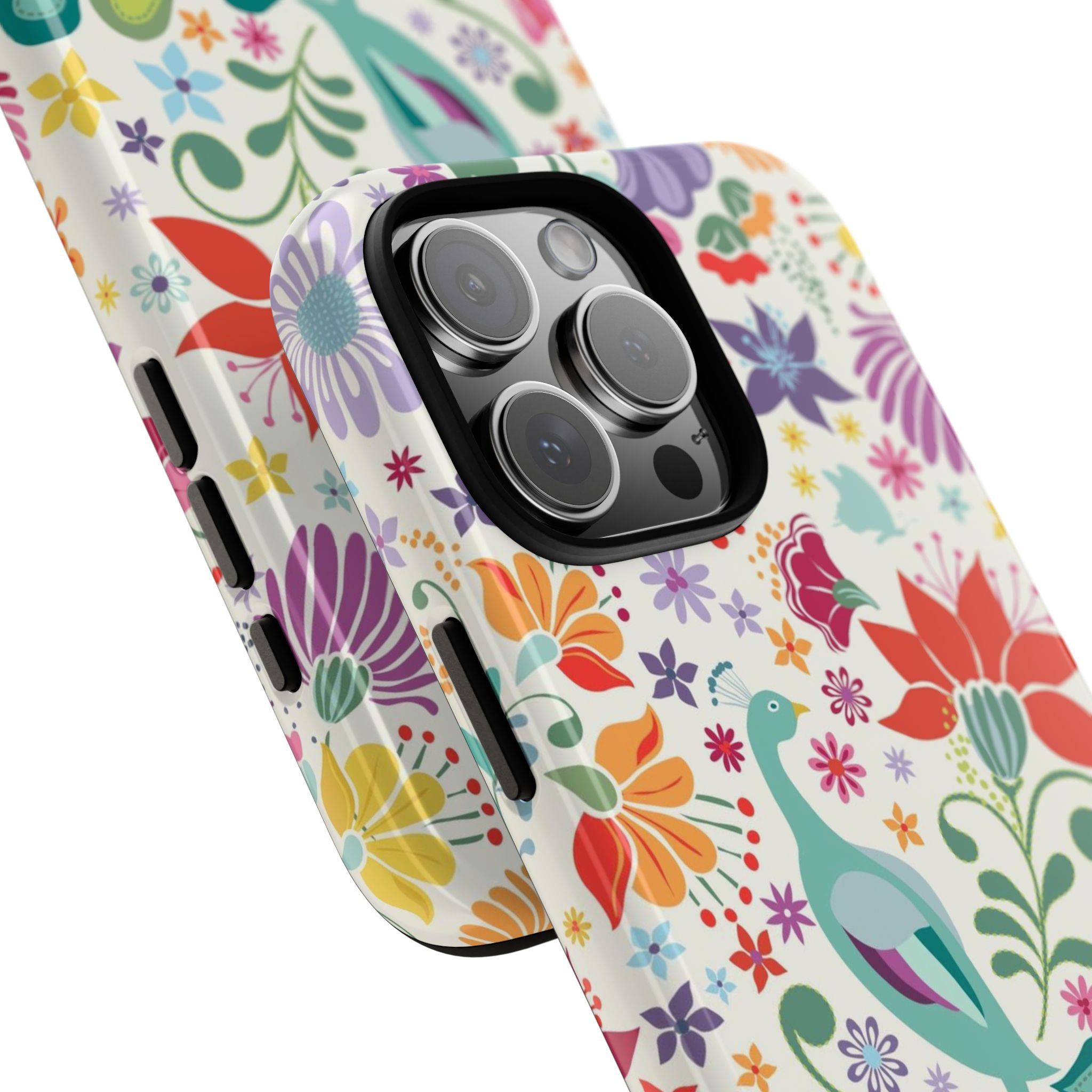 Peacock Sanctuary Tough iPhone 16 Pro Max Case – lifestyle/angled shot
