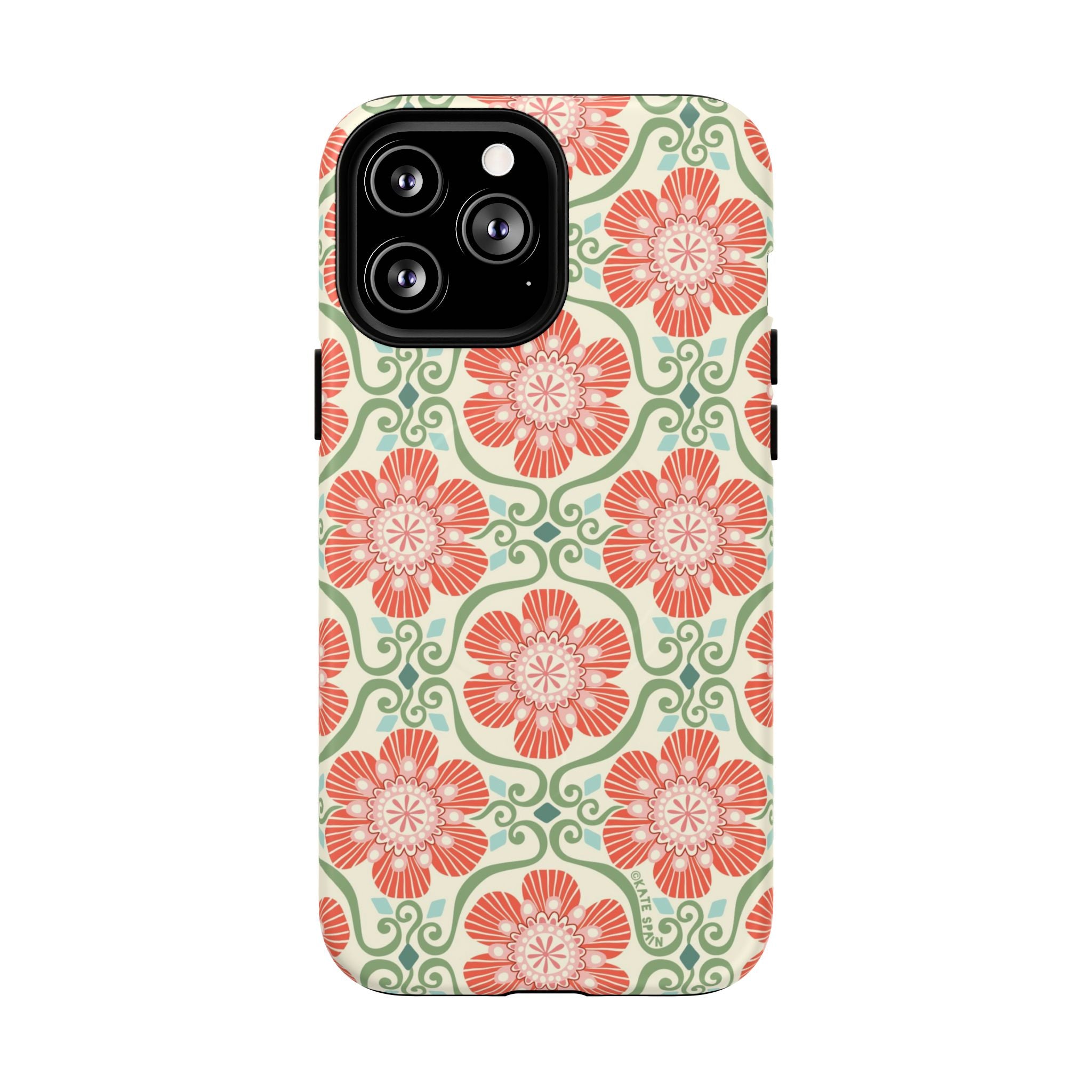 Barcelona Flowers MagSafe iPhone 13 Pro Max Case – Matte | cream, coral, sage botanical floral print