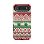 Telemark Tough iPhone 17 Air Case – Matte | red, green, cream fair isle reindeer Nordic print