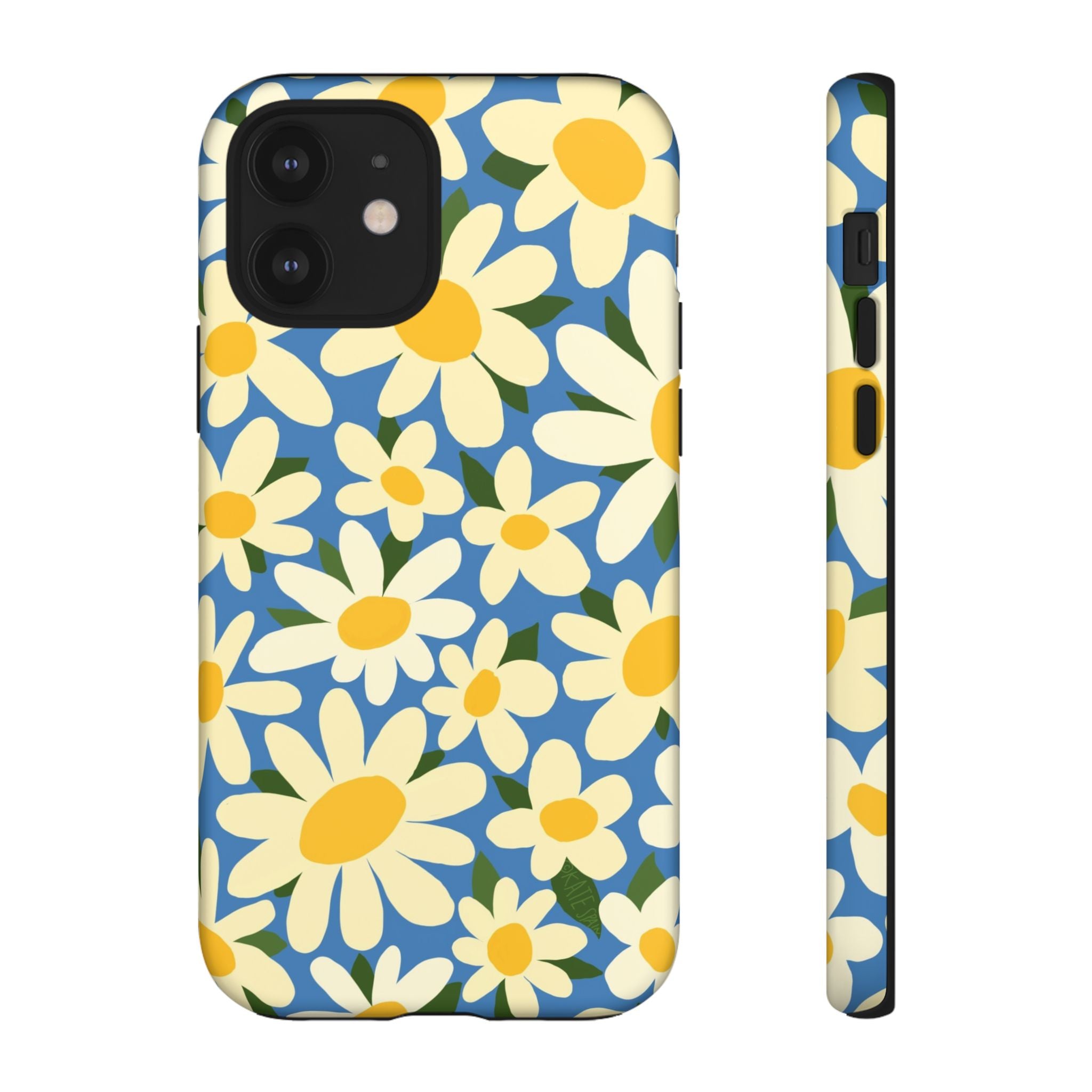 Shasta Daisy Tough iPhone 12 Case – Matte | blue, cream, yellow daisy floral print