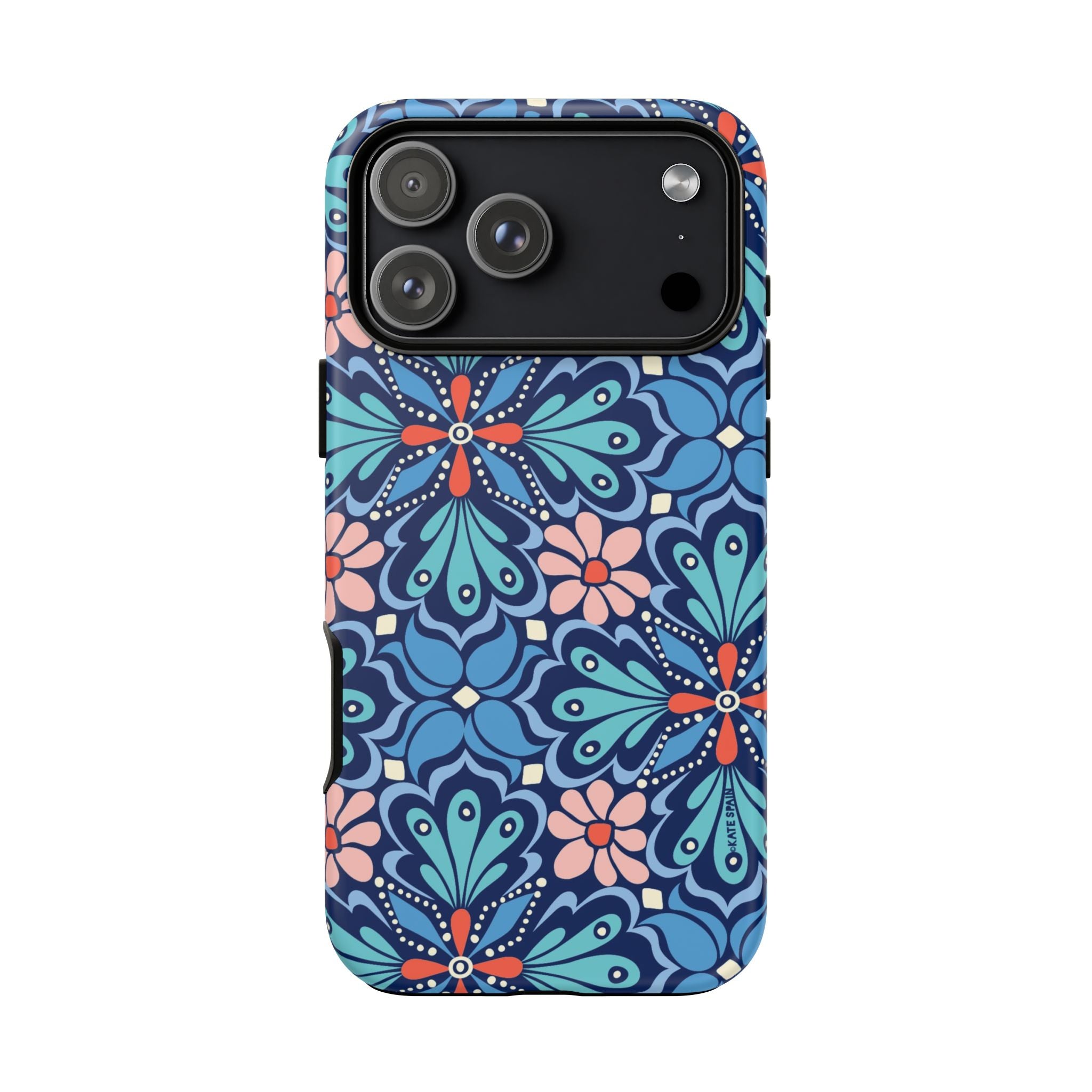 Bolero Tough iPhone 17 Pro Max Case – Matte | navy, cobalt, blush geometric medallion floral print