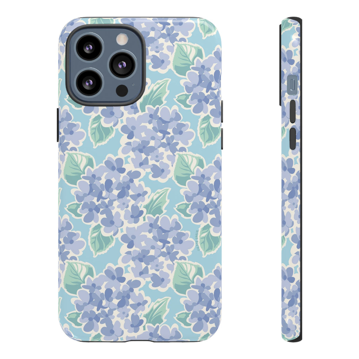 Nantucket Hydrangea Tough iPhone 13 Pro Max Case – Glossy | periwinkle, sky blue, mint hydrangea floral print