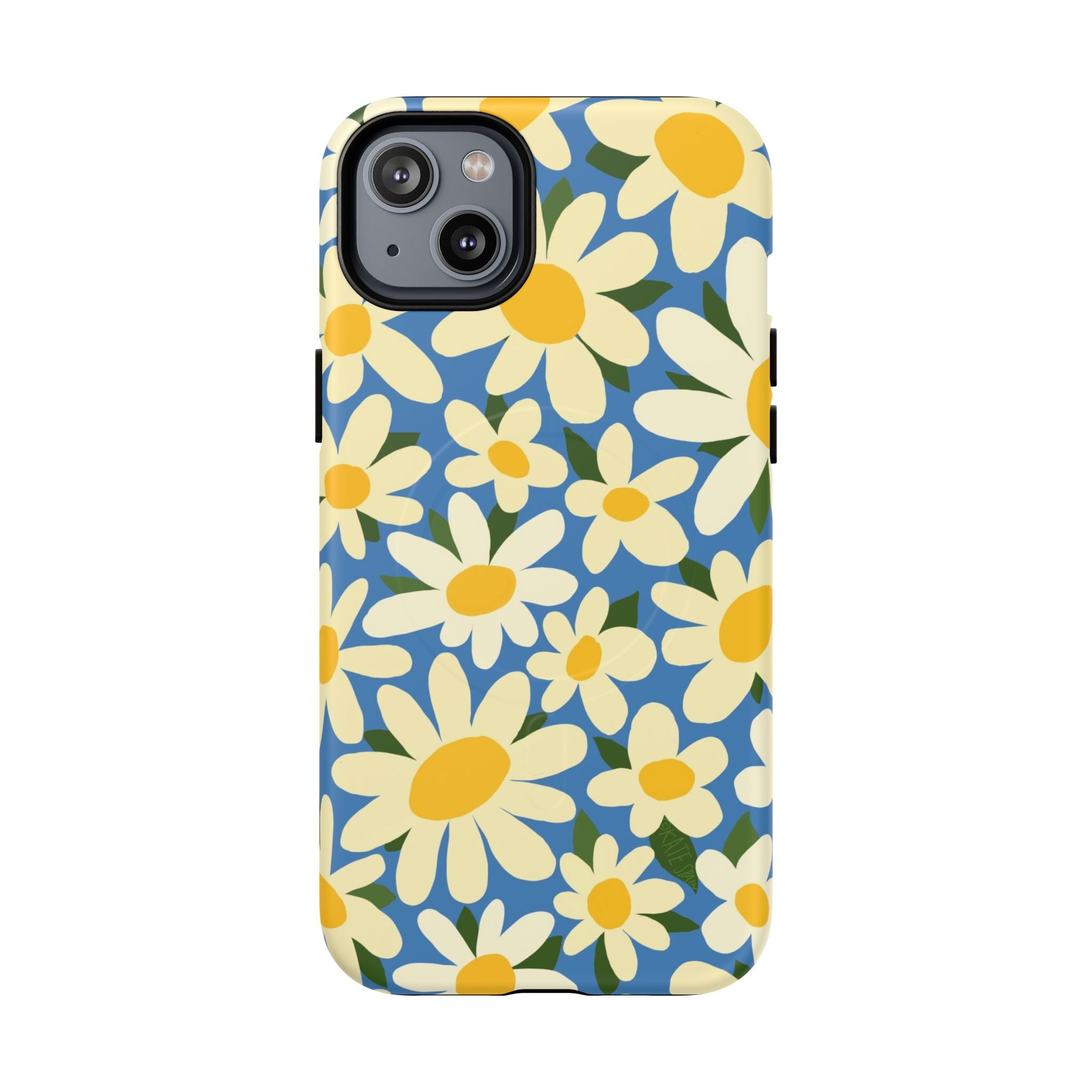 Shasta Daisy MagSafe iPhone 14 Plus Case – Matte | blue, cream, yellow daisy floral print